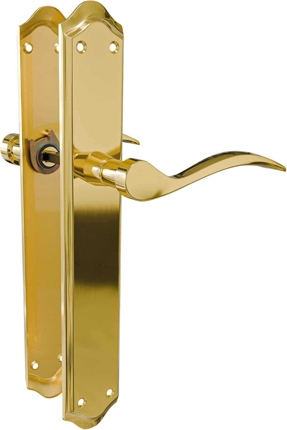 Amig - Door Handle Set with Plate | Beta Handle | Made of Steel | 256 X 48 Mm | Square Pin 8 Mm | Matt Brass-Plated