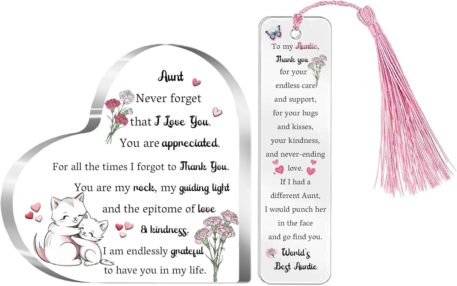 Dad Gifts Daddy Present Father'S Day Gift 2PC Set Acrylic Heart Plaques Bookmark Women Gift Papa Desk Signs Christmas Birthday for Him Thanksgiving New Year Page Markers Reading Accessory