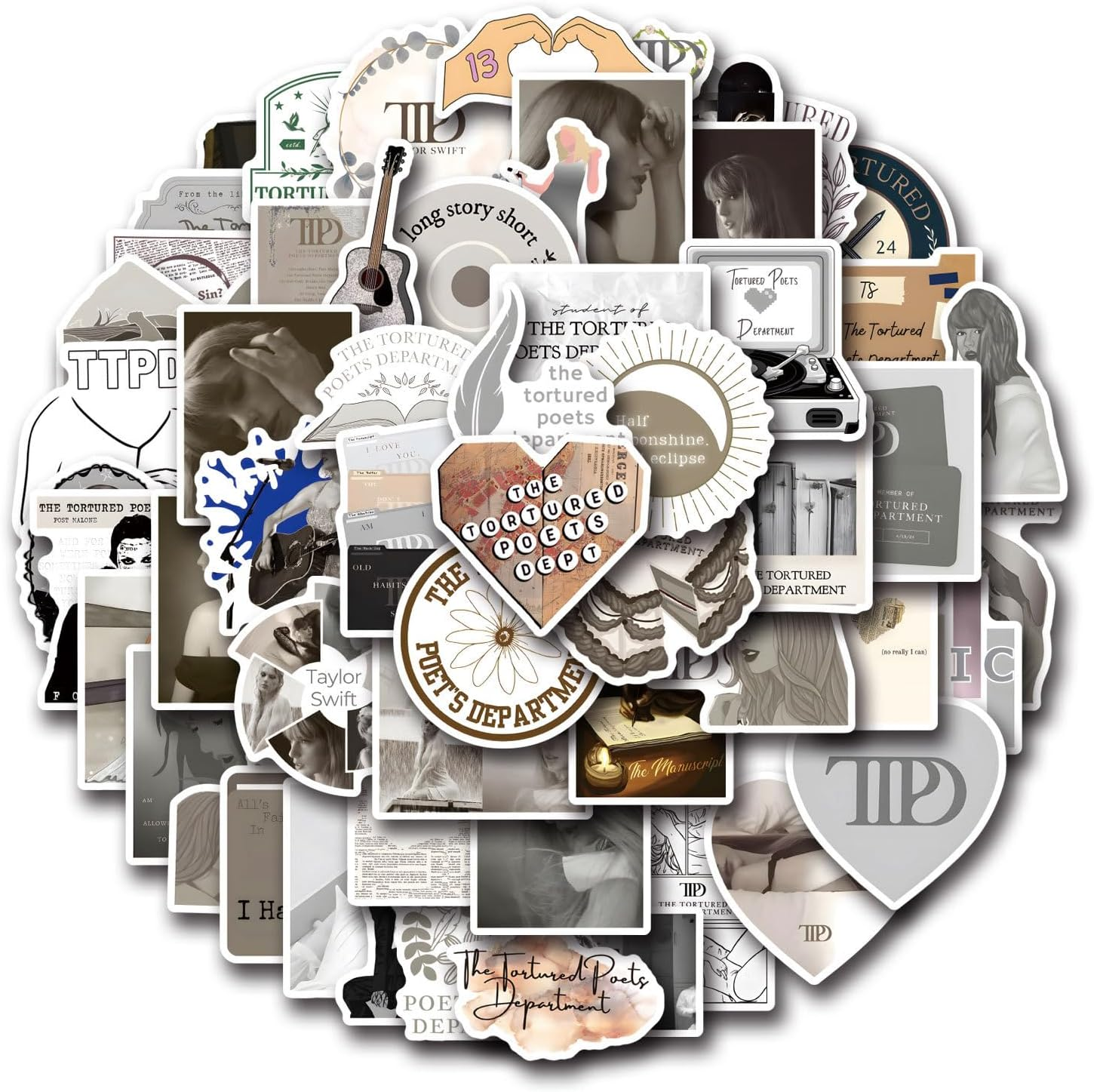 Stickers for Water Bottles Birthday Party Supplies for Girls Party Decorations Party Favors, Tay-Lor Pop Music Stickers, Vinyl Waterproof Sticker for Laptops,Skateboard and Decals (Style-F（55Pcs）) image number 4