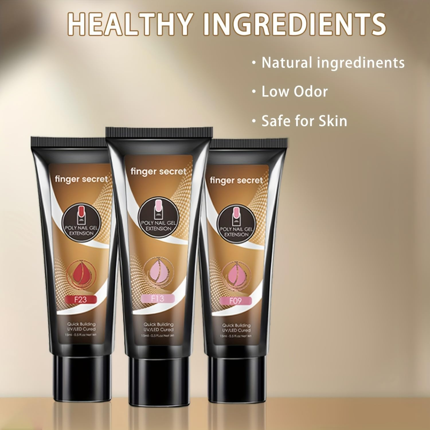 Finger Secret Poly Extension Gel Nail Kit - Professional Nail Gel Set 8 Colors with Slip Solution and Lamp Nail Art Design Beginner,All-In-One French Kit,Nail Thickening Solution image number 3