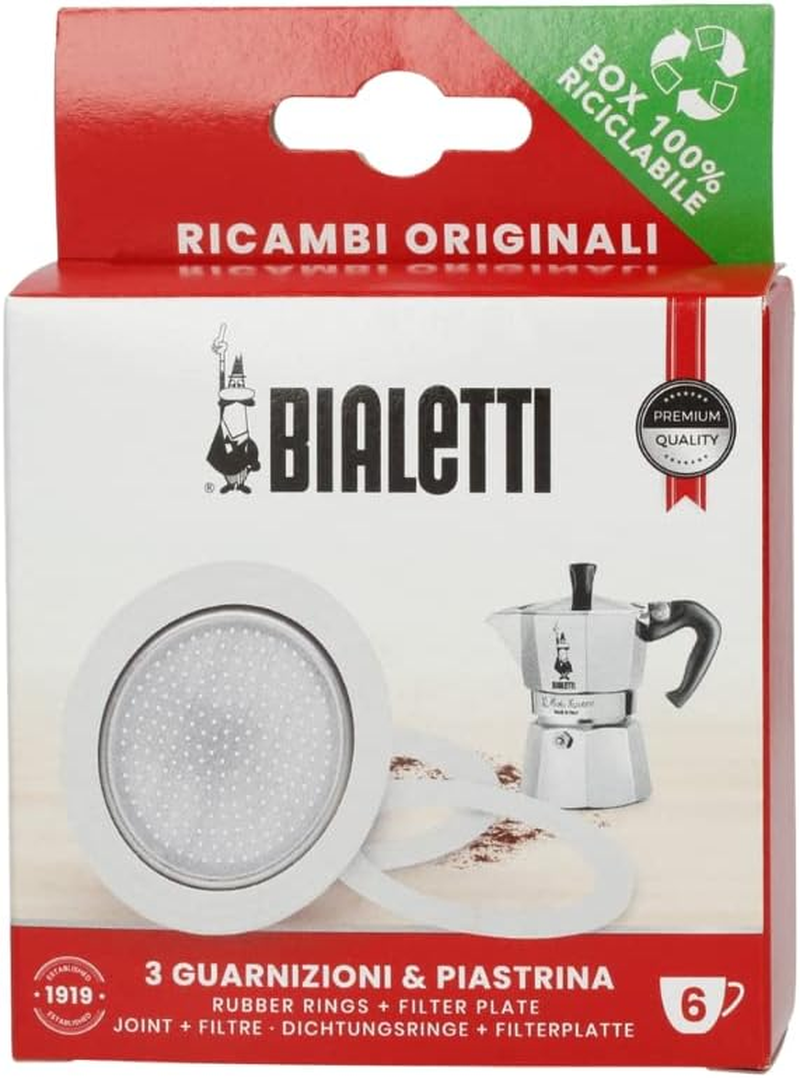 Bialetti Spare Parts, Includes 3 Gaskets and 1 Plate, Compatible with Moka Express, Fiammetta, Break, Happy, Dama, Moka Melody, Alpina, Moka Timer and Rainbow (3/4 Cups) image number 3