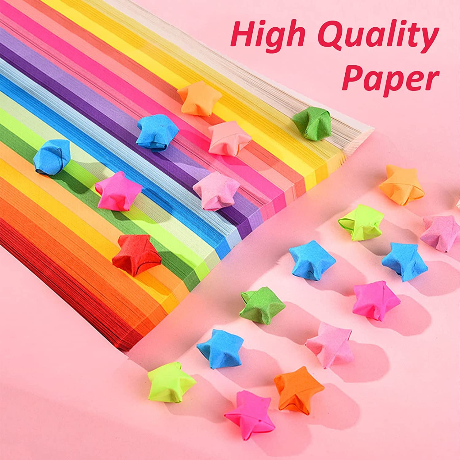 1000 Sheets Origami Star Paper Strips Cute, 8 Vivid Colors Lucky Star Paper, Star Folding Paper Strips, Origami Paper Strips for DIY Arts Crafts Decoration (Solid Color) image number 6