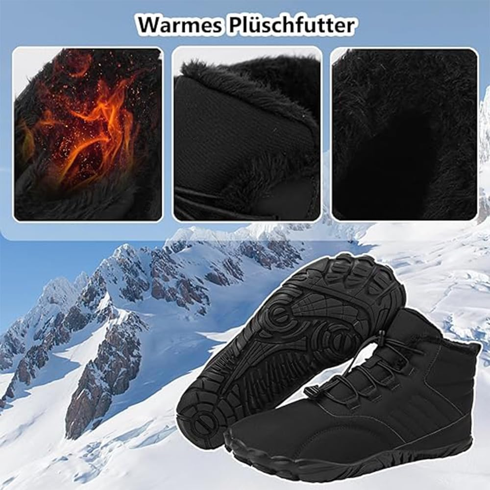 Winter Barefoot Shoes for Men and Women, Slip Resistant, Warm, Lightweight, Waterproof, Wide Toe Hiking Boots, Snow Boots image number 6