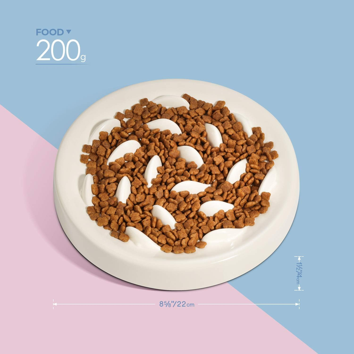 Slow Feeder Bowl for Cats and Small Dogs,Cilkus Fish Pool Design, Fun Interactive Bloat Stop Puzzle Feeder Bowl Healthy Eating Diet Made of Melamine Food Grade Material Dishwasher Safe (White) image number 2