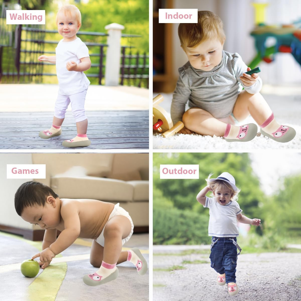 Non-Slip Baby Toddler Sock Shoes, Ultra-Lightweight Cotton Baby First Walking Shoes Slipper Shoes with Soft Rubber Sole Unisex Non-Skid Indoor Outdoor Floor Slipper Kid Girls Boys Socks Boots image number 5