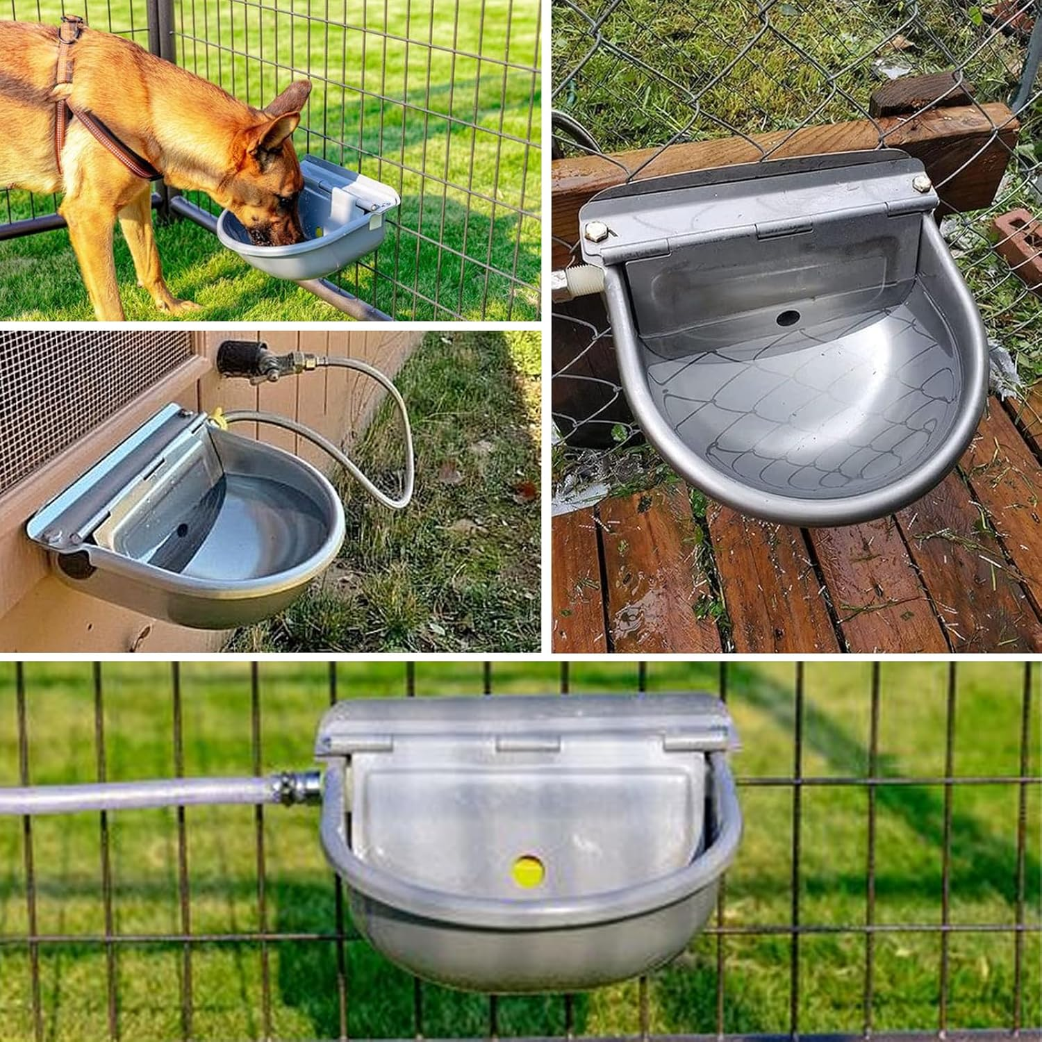Automatic Drinking Water Bowl,Stainless Steel Drinking Bowl for Dogs,With Float Valve,Automatic Animal Drinking Water Bowl,Water Bowl,With Drain Hole Durable Stainless Steel Pet,Cat, Cow Bow,Outdoor