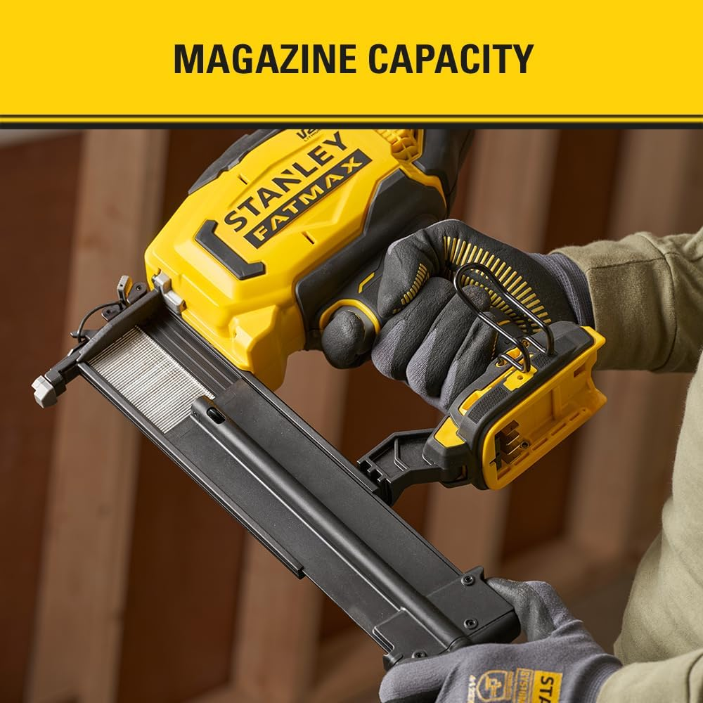 STANLEY FATMAX V20 | 18V 18 Gauge Finishing Nailer - up to 425 18Ga Brad Nails, Stores 100 Nails, Tool-Free Depth Adjustment, LED Work Light, Nailer Only image number 4