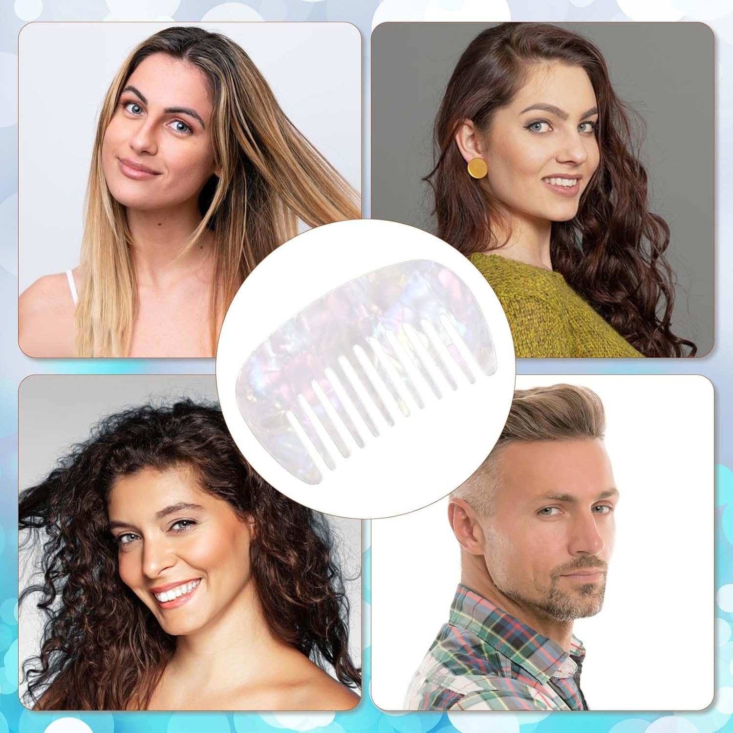 Pocket Mini Wide Tooth Comb for Wet Hair - Anti-Static Portable Travel Comb for Curls, Detangling Small Hair Combs for Women, White for Purse and Hair Care image number 3