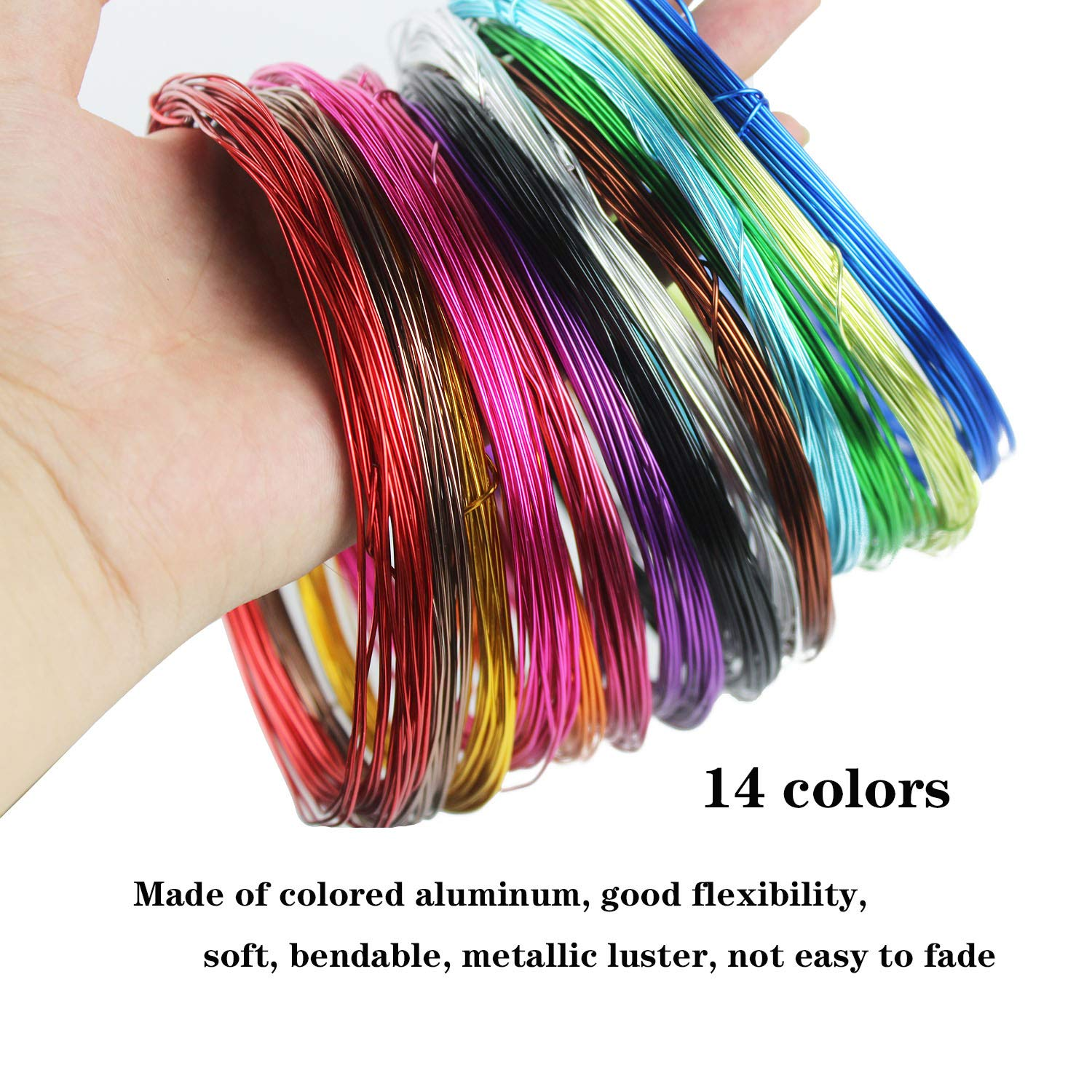 14 Rolls Colored Aluminum Craft Wire 1Mm Flexible Metal Artistic Floral Jewelry Beading Wire for DIY Jewelry Craft Making, Each Roll 32.8 Feet, 14 Colors image number 6
