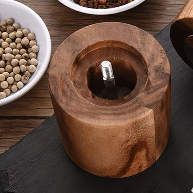 LALOCAPEYO Wood Salt and Pepper Grinder Salt Grinder Pepper Grinder Refillable Salt Pepper Mill Grinder Pepper Grinder with Classic Handle and Adjustable Ceramic Rotor image number 4