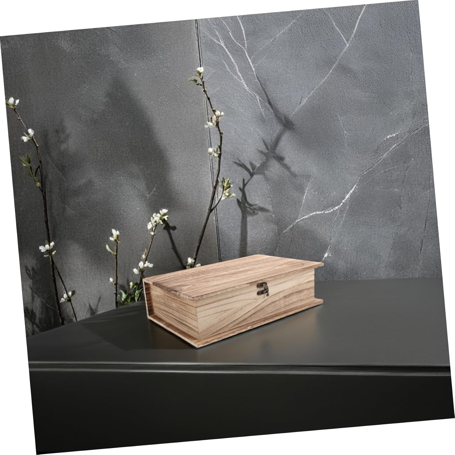 Large Wooden Bible Storage Box with Hinged Lid Rustic Keepsake Case Decorative Rectangular Organizer for Home and Office image number 3