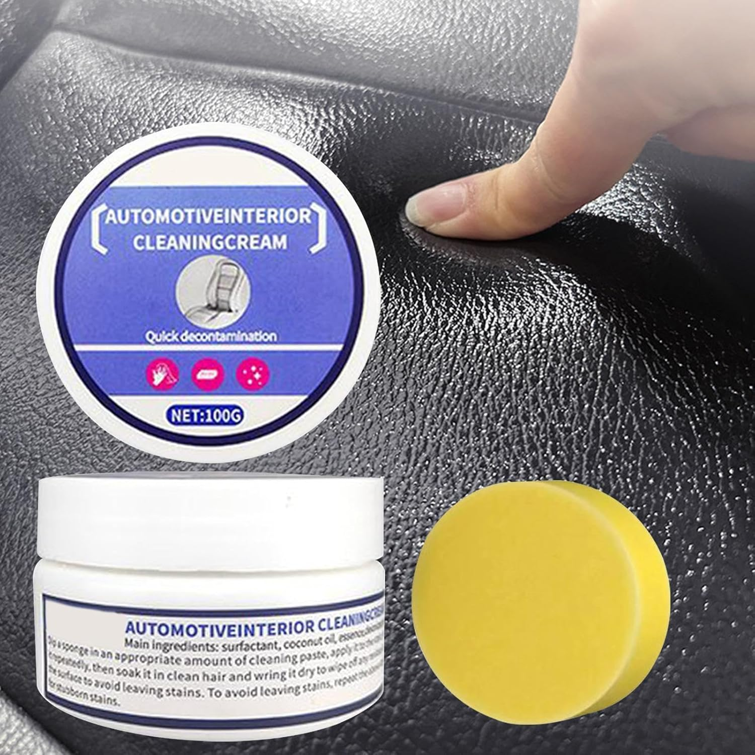 Car Leather Cleaner,Multipurpose Automotive Cleaning Cream Interior Detailer - Leather Restorer Car Detailing Kit, Car Cleaning Agent for SUV Sedan Truck image number 4