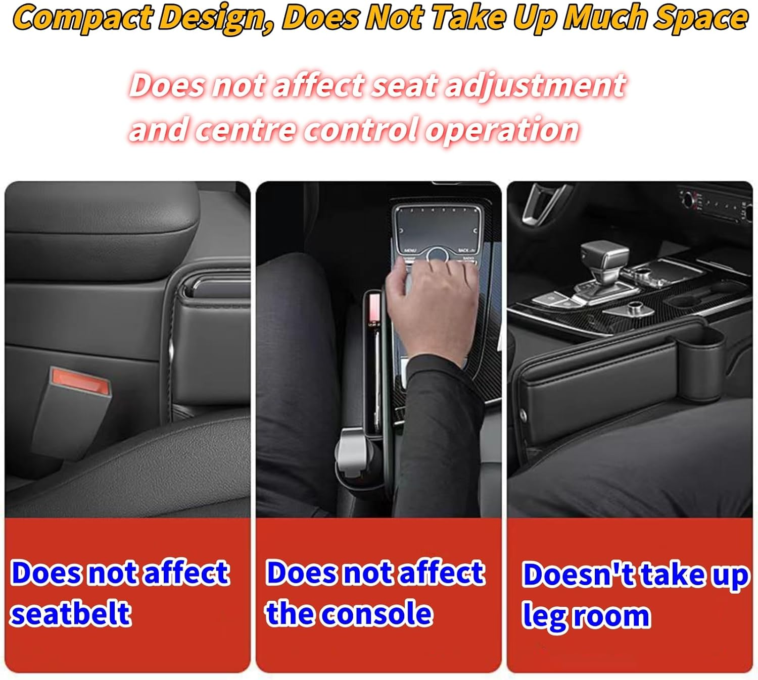 Car Seat Gap Organizer with Cup Holder, Car PU Leather Storage Box, 30X20Cm Universal Fit image number 2