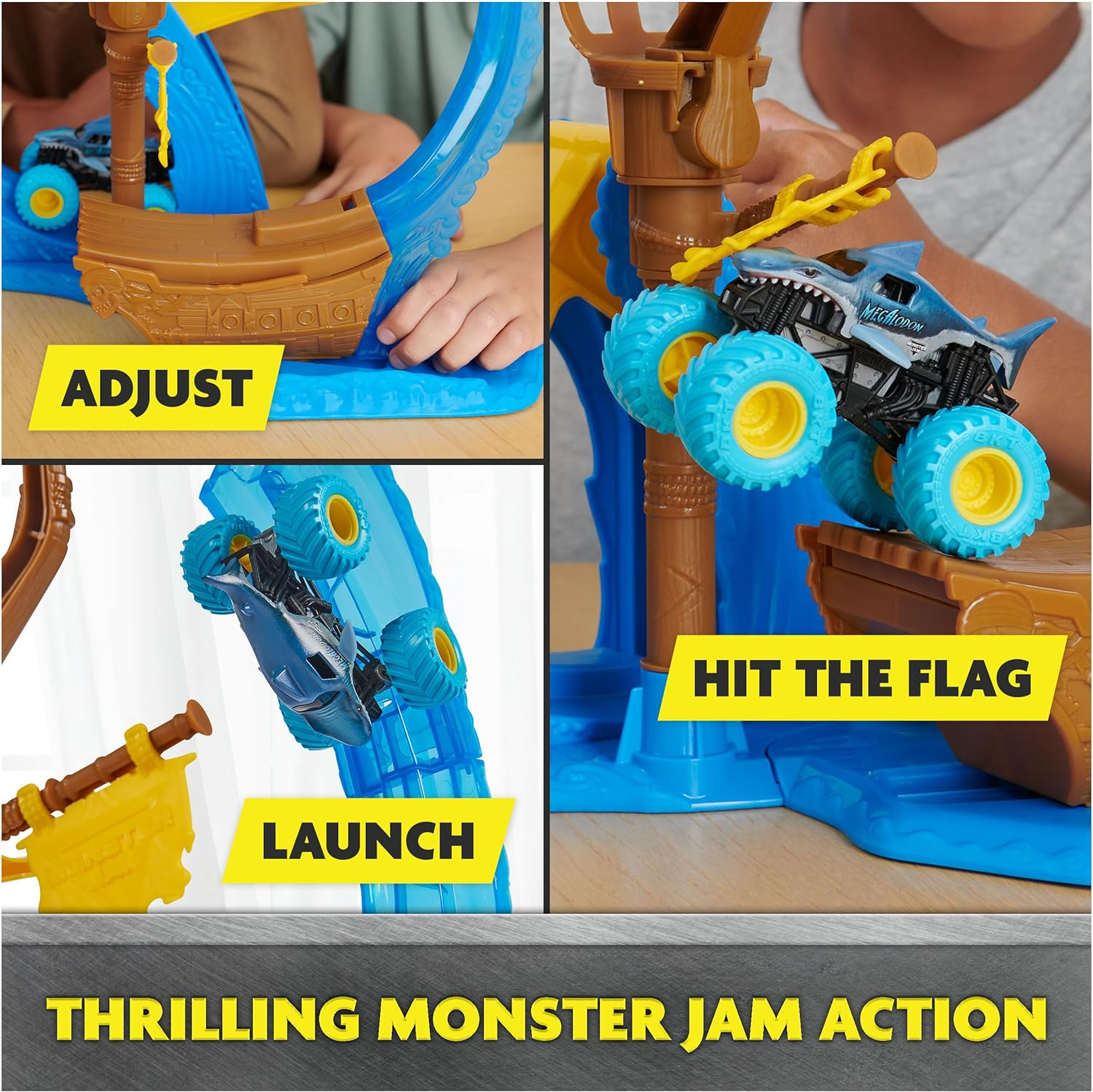 Monster Jam, Megalodon Loop of Doom Stunt Playset with Exclusive 1:64 Scale Die-Cast Monster Truck for Kids Toys for Boys Ages 3 4 5 6 and Up image number 2
