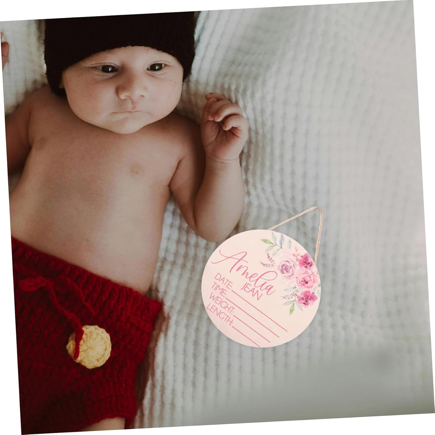 2Pcs Wooden Newborn Birth Announcement Name Sign Plaque for Decor Nursery Name Signs for Boy Newborn image number 2