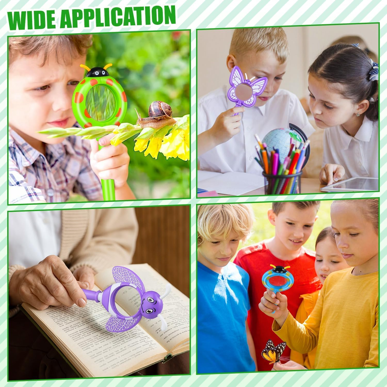 3Pcs Bug Magnifier for Kids, Handheld Butterfly Bee Ladybug Magnifying Glass, Kids Insect Magnifying Glass for Boys and Girls Gift Outdoor Activities image number 4