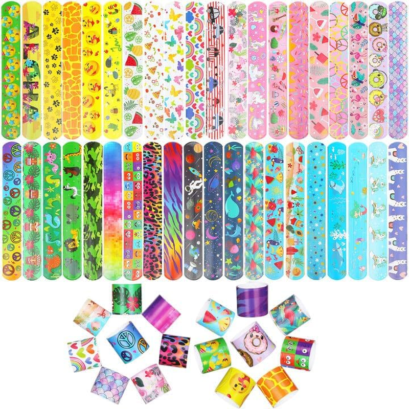 40 Pcs Slap Bracelets,Joogee Slap Wrist Bands with Designs Pattern Colorful Hearts Animal Slap Wrist Bands for Party Favors Bracelets Party Wrist Strap for Adult Teens Kids - 8.66" Assorted Colors image number 5