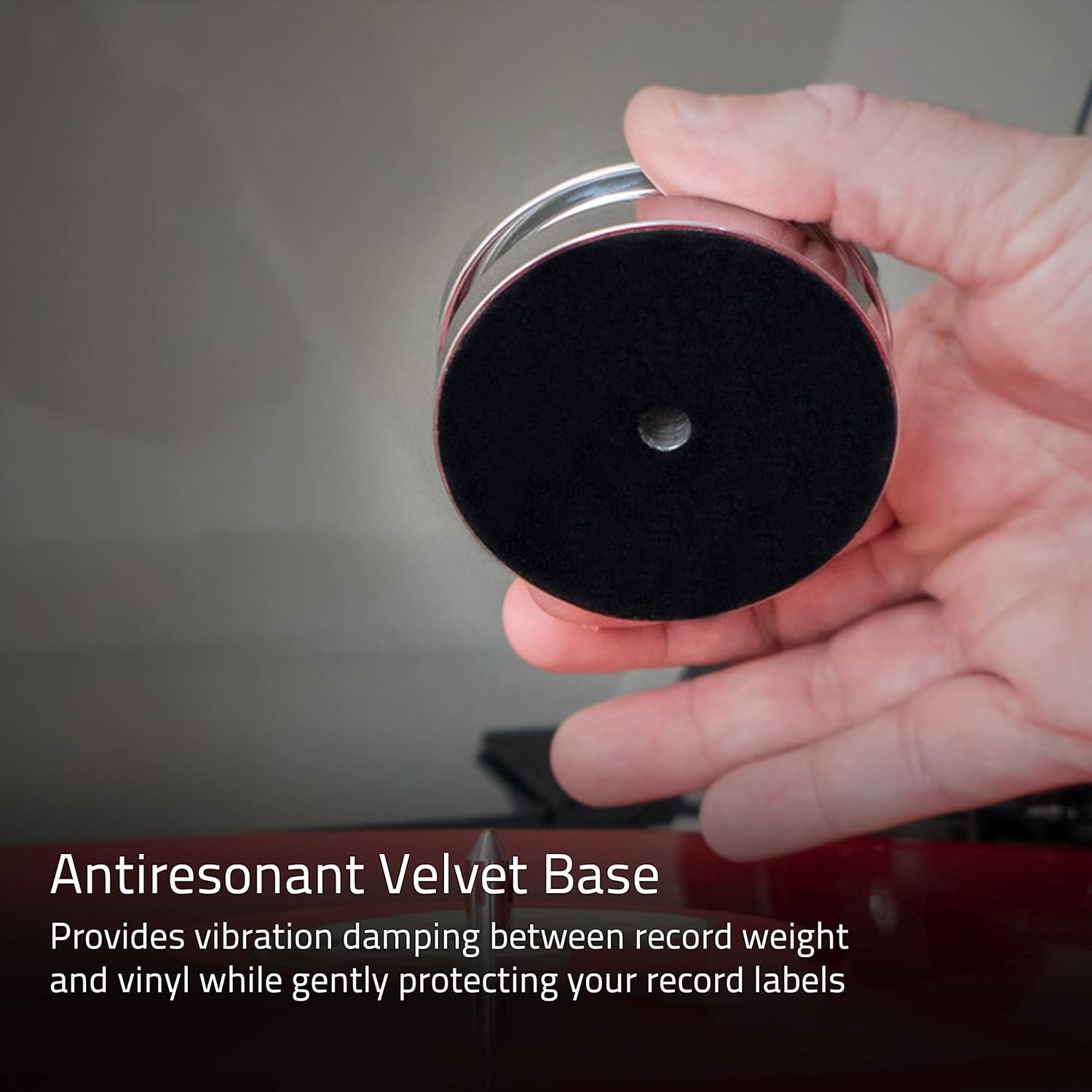 Fluance Hifi Vinyl Record Weight Stabilizer High Mass 760 Gram Steel LP Disc Turntable Accessory with Protective Velvet Pad for Vibration Damping (RW02) image number 6