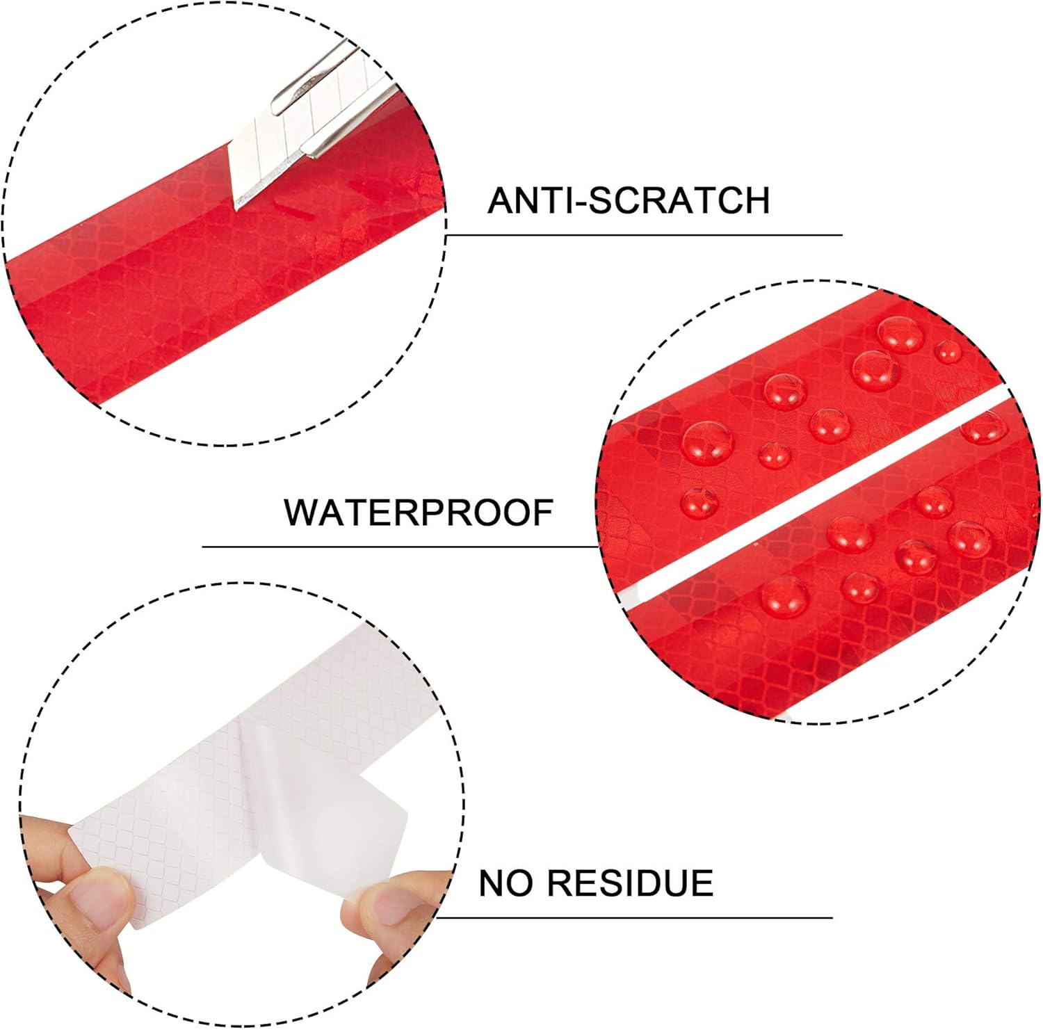 TOMALL 35.2'' Strong Reflective Stripe Stickers High-Intensity Night Visibility Reflective Decal Universal Safety Warning Diamond Grade Waterproof Self Adhesive for Car Trunk (Red) - Blue image number 4