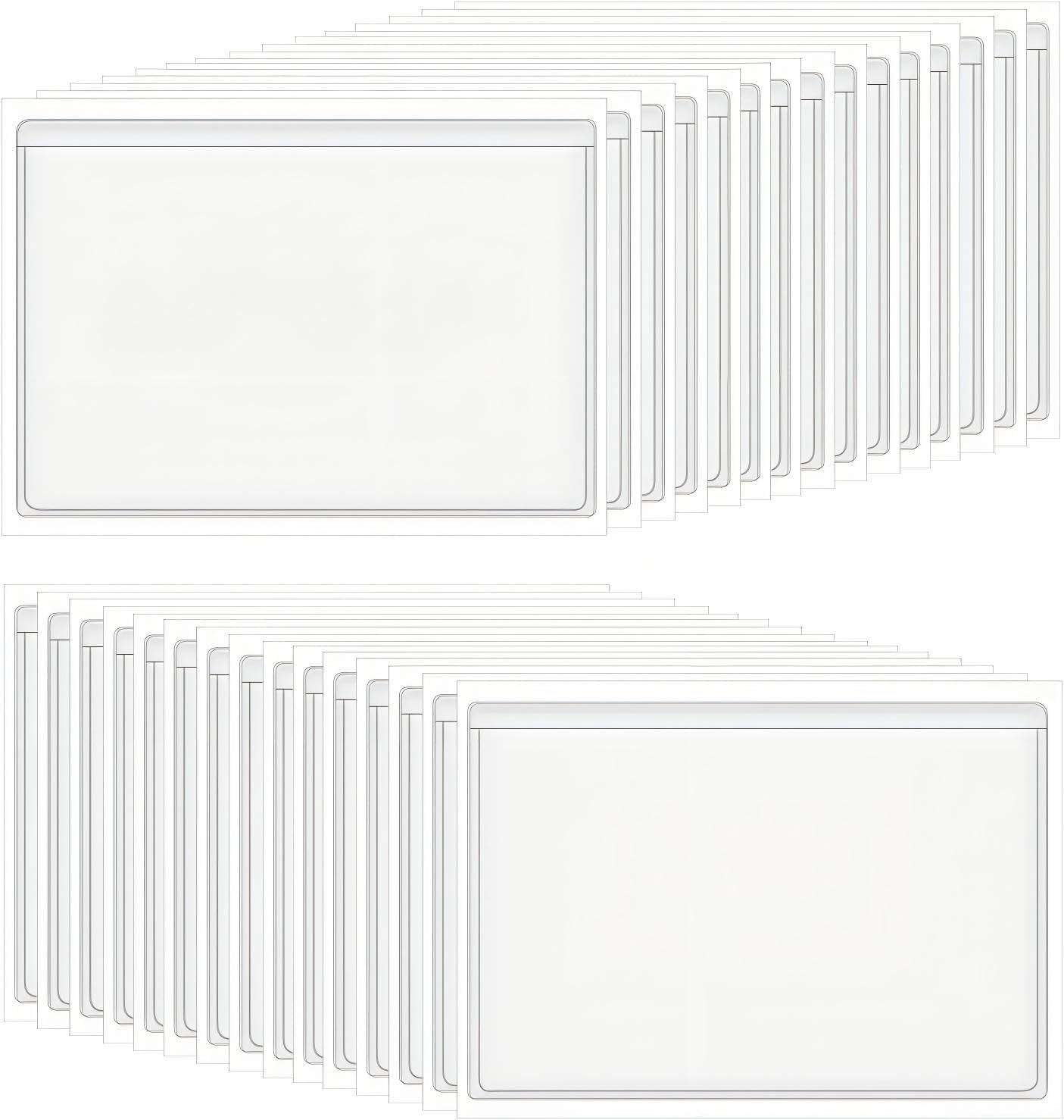 30 Pcs Self-Adhesive Index Card Holders Business Card Pockets Clear Plastic Labels Holders for Organizing Storage Bins Library Card Shelves (3.14 X 2.28 Inches) image number 2