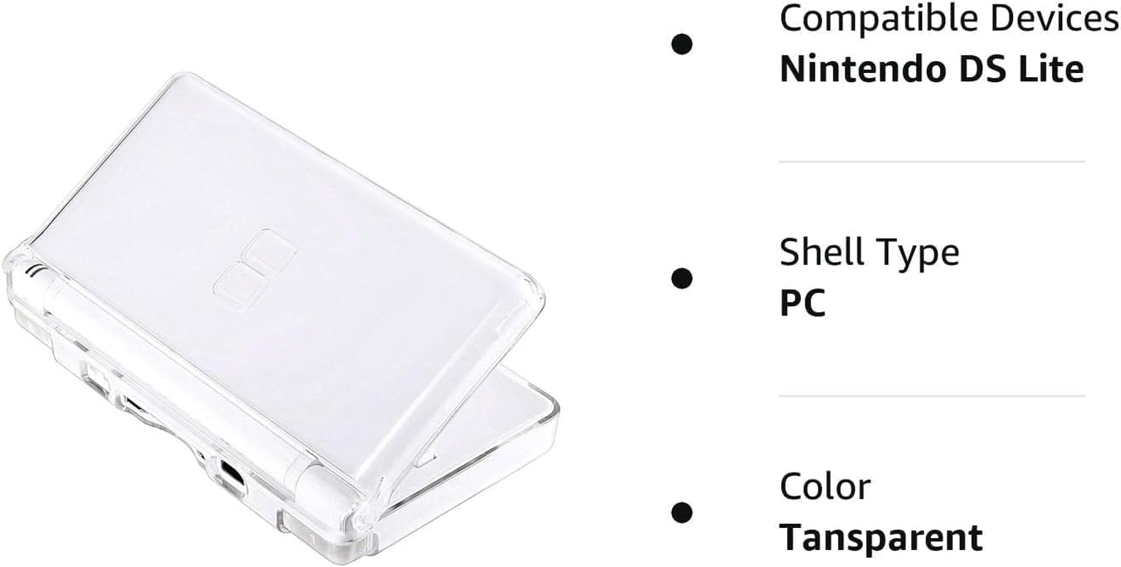 Transparent Hard Shell Case Cover Compatible with Nintendo DS Lite NDSL, Replacement Protective NDS Lite Crystal Clear Housing Case（Not for Nintendo DS or Dsi） image number 6
