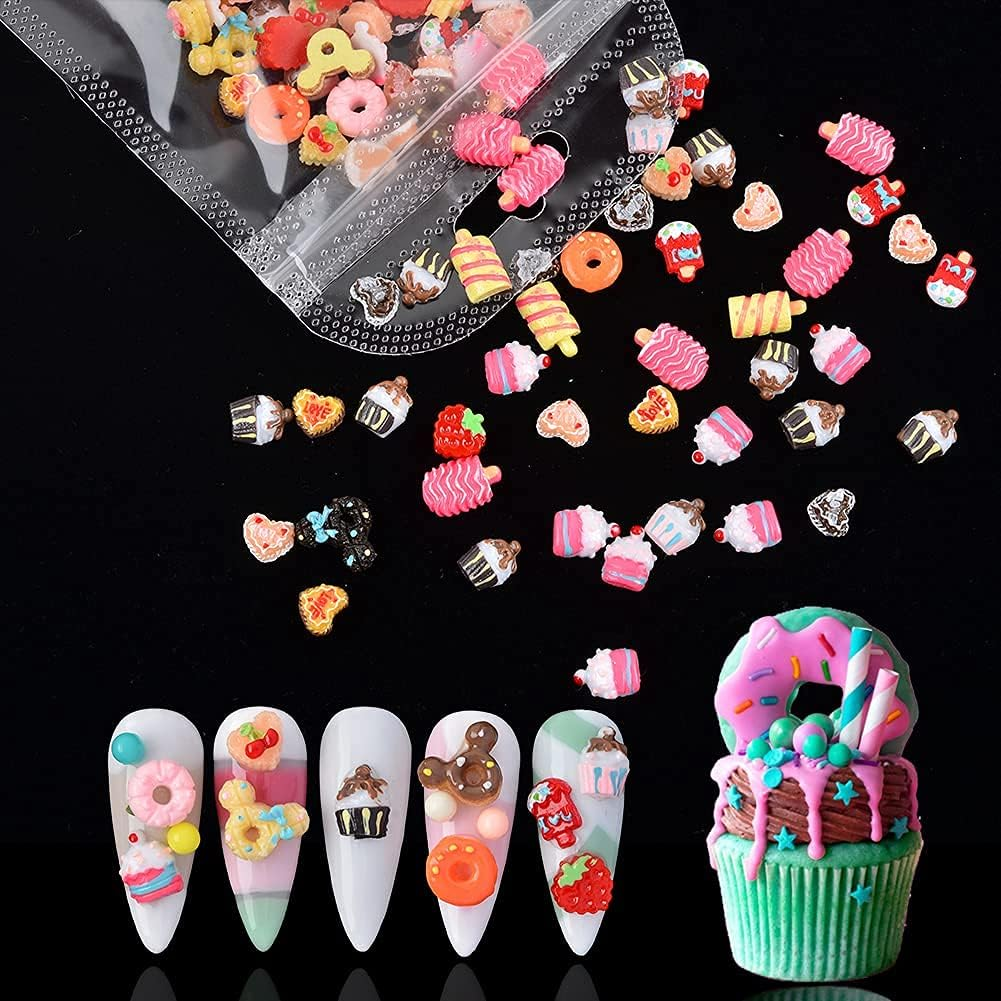 WEILUSI 3D Flatback Resin Sugar Nail Art Sweet Candy Icecream Slime Charms for Nail Decoration Jewelry Making DIY Crafts image number 3