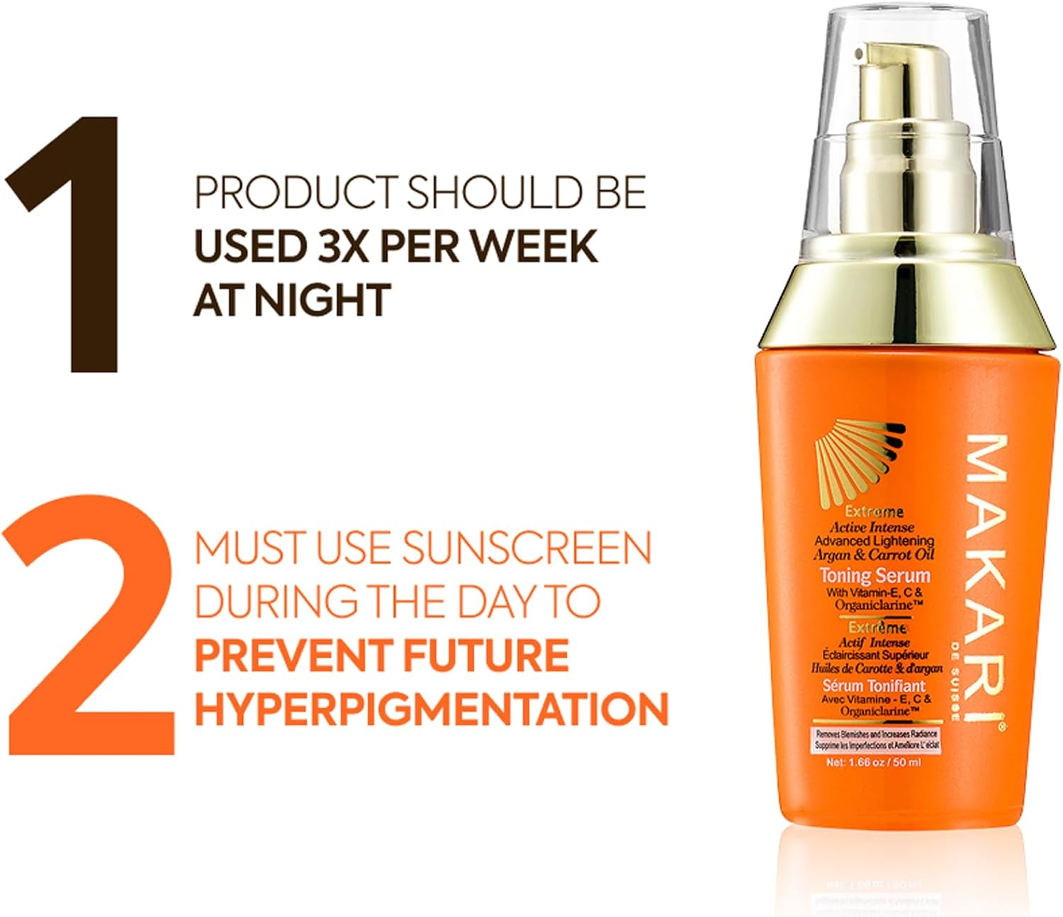 Makari Extreme Argan and Carrot Dark Spot Serum - Multi-Use Lightweight Skin Care Face Serum - Fades Discoloration - Dark Spot Corrector - 1.66 Oz image number 6