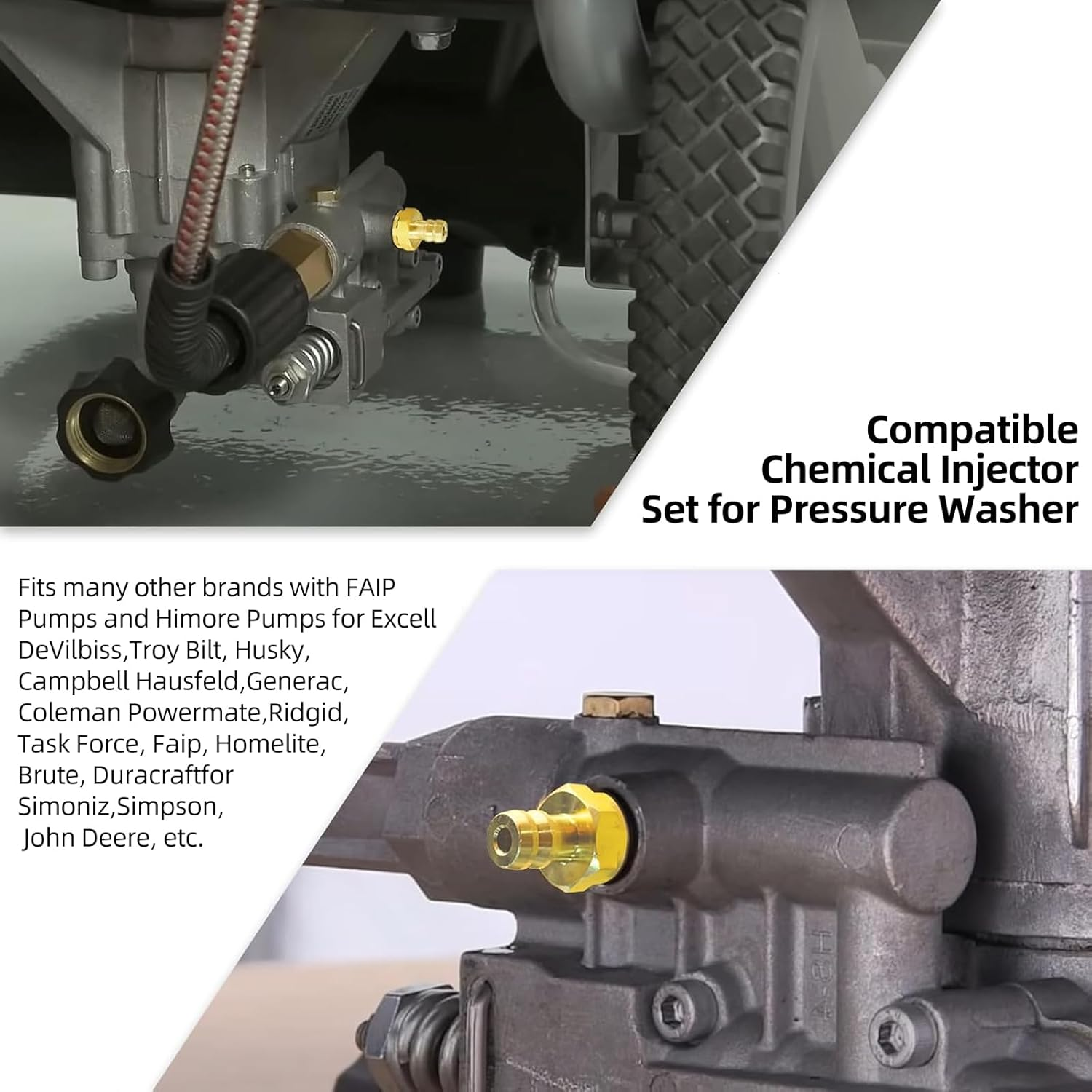 Pressure Washer Soap Injector Kit, Chemical Injector Pressure Washer for Briggs & Stratton/Homelite/Ryobi & Husky Replaces 190593GS 190635GS 203640GS, 1/8 Inch 27 Male BSP Thread (2 Set) image number 2