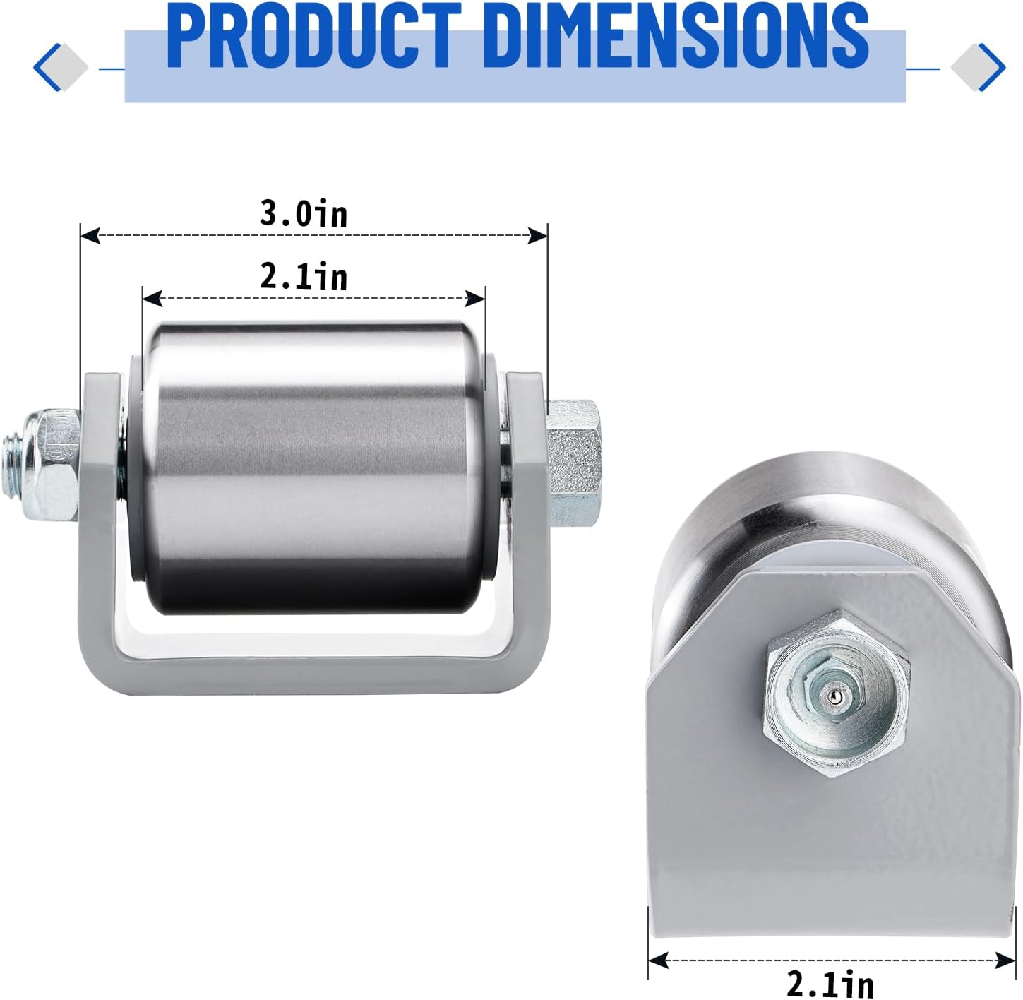 SPARKWHIZ 2" Weld on Trailer Roller Heavy Duty Steel Skid Wheels Caster Roller with for RV Trailers, Motorhome and 5Th Wheels (Pack of 2) image number 5