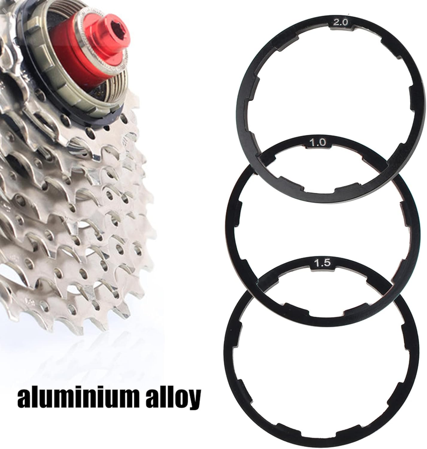 Bike Spacer, 3 Pcs Set 3 Size Bicycle Headset Spacer Bike Cassette Spacer Included Bicycle Flywheel Hub Spacer 1Mm 1.5Mm 2Mm Cycling Bottom Bracket Axle Washer Gasket image number 3