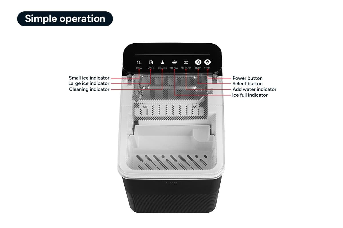 Kogan 12Kg Ice Cube Maker (Black) - KA12BICEMKA image number 5