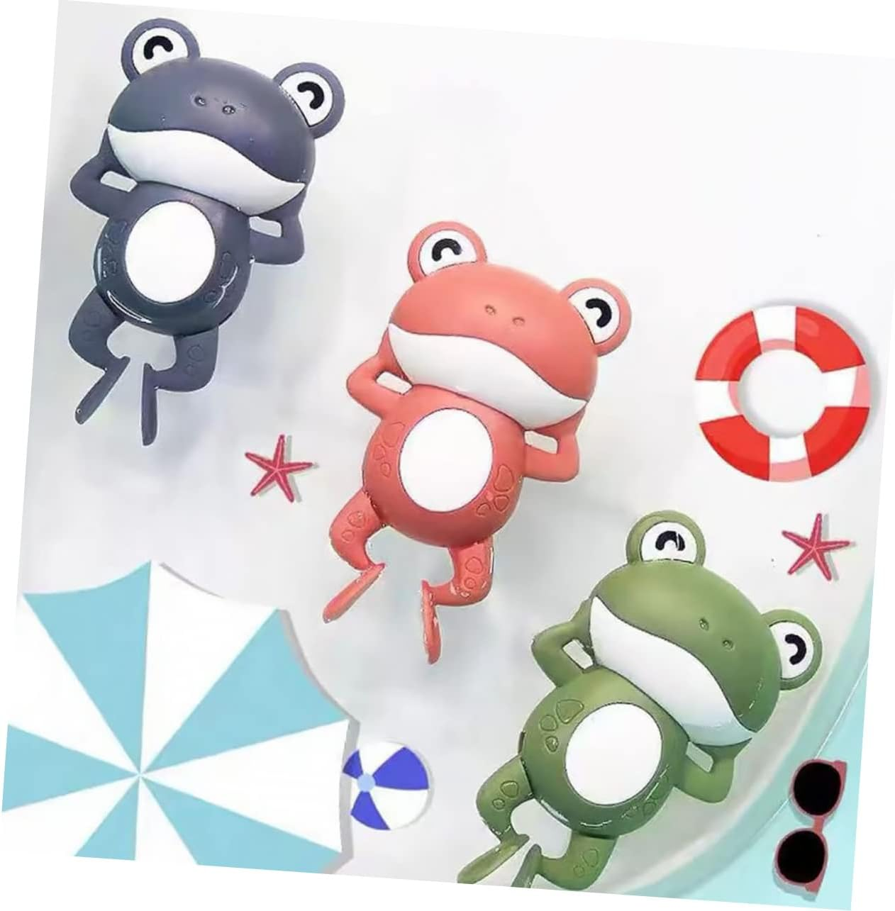 3Pcs Frogs Bath for Boy Girl Cartoon Animal Playthings Safe Wind up Swimming Frogs for Bathtub Water Fun and Motor Skill Development image number 2