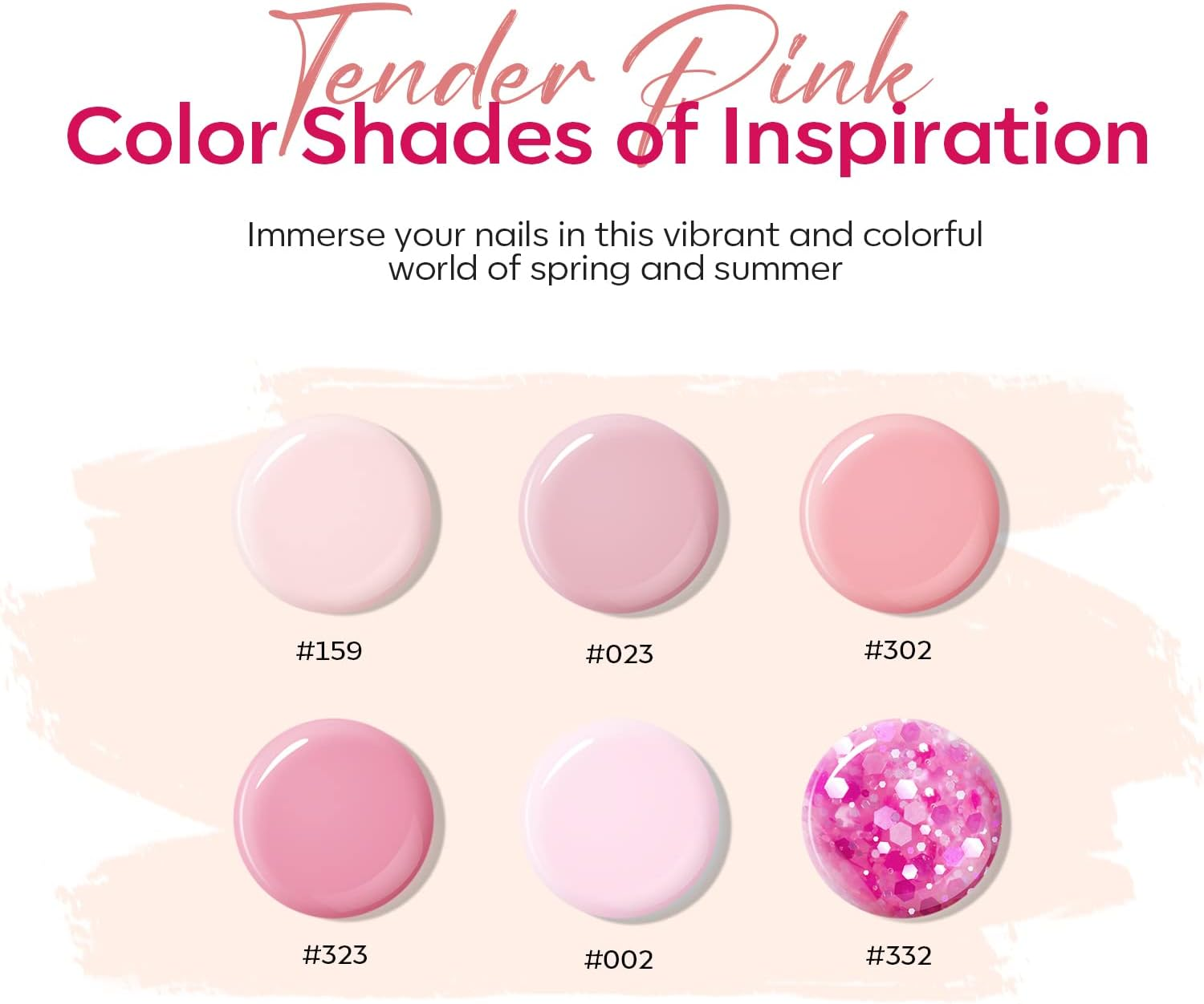 Modelones Poly Nail Gel Set - 6 Colors Pink Confetti Collection, Nude Pastel Extension Gel for Enhancement, Spring Summer French Manicure, DIY Home Salon Beauty Gift image number 3