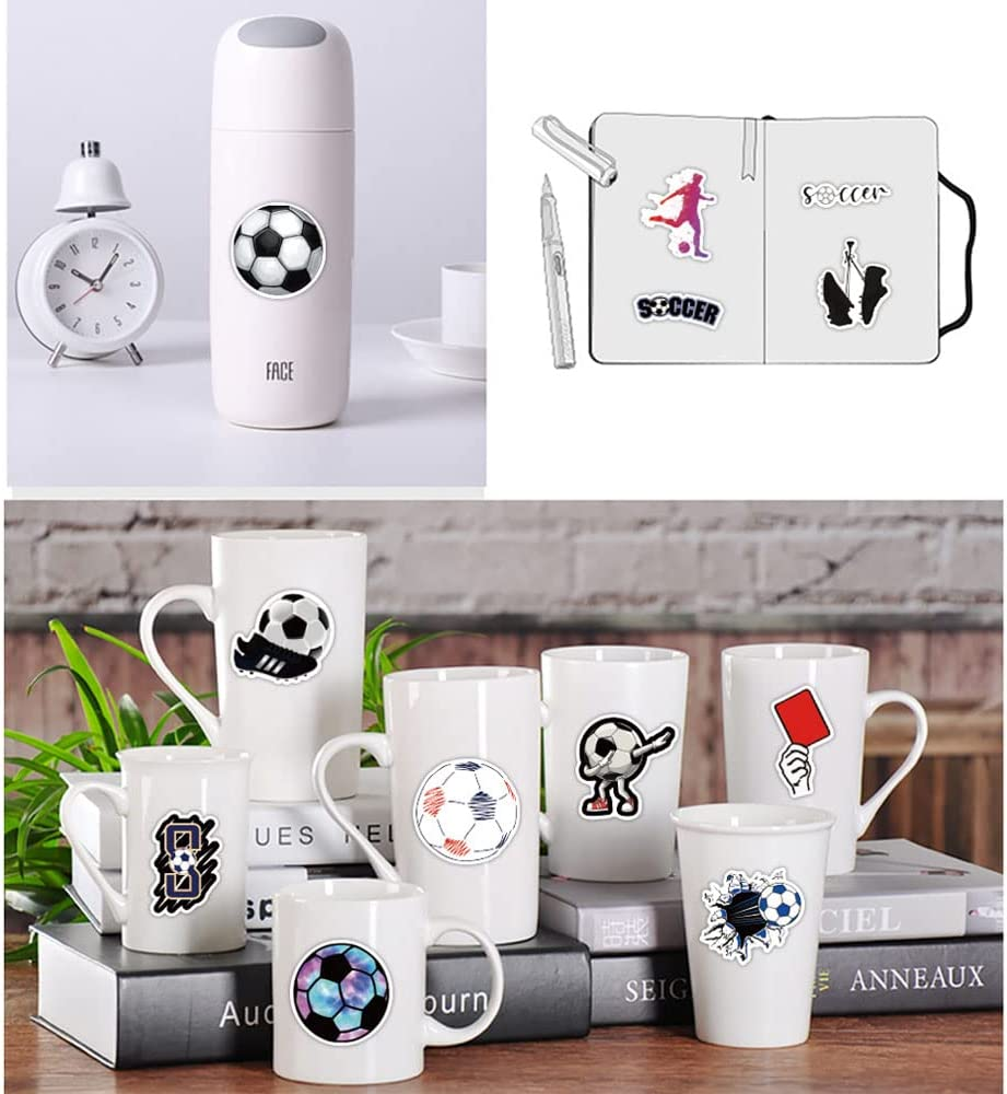 50PCS Soccer Stickers, Sports Football Waterproof Vinyl Stickers for Laptop Water Bottle Skateboard Guitar Computer Bumper Decals for Kids Girls Boys Adults (Sports Soccer)