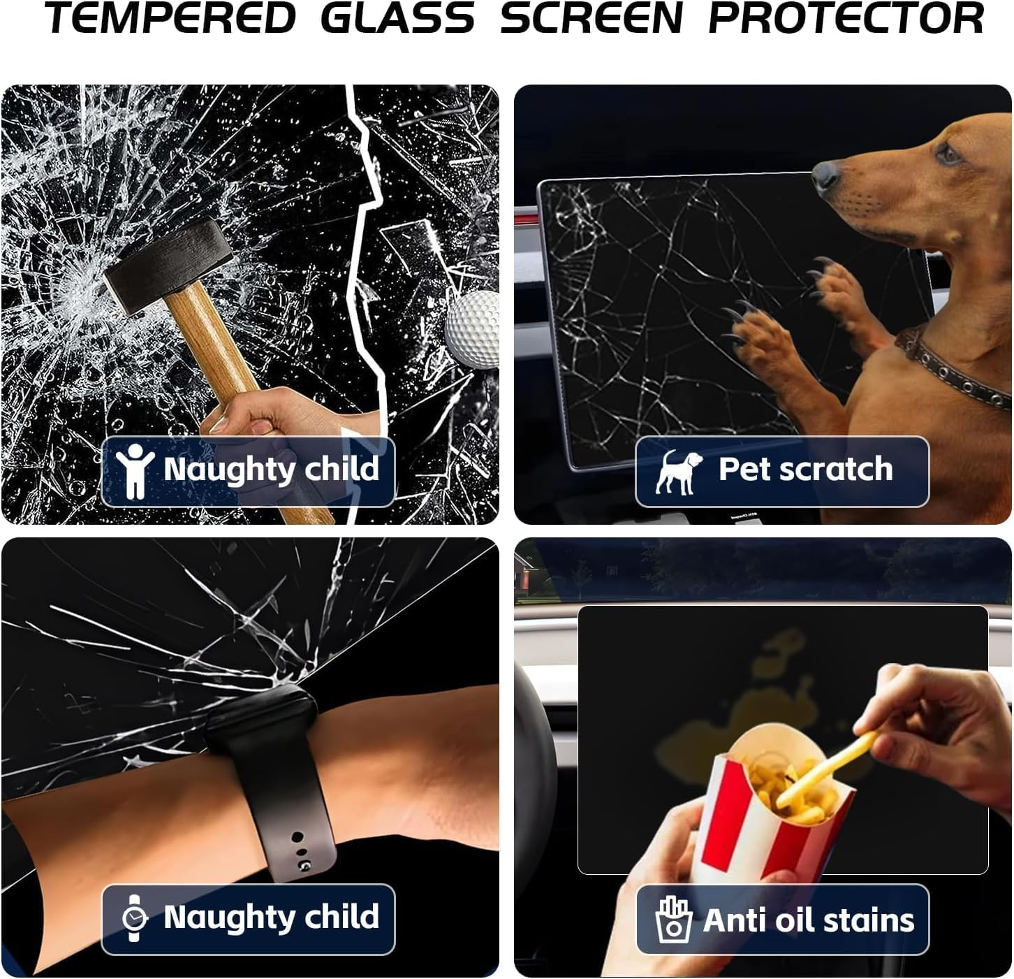 T Tersely Tempered Glass Screen Protector for Tesla Model Y Juniper (2025)/ Model 3 Highland (2024), 15.4" Center Control Touch Car Navigation,Ultra Sensitive/High Definition Screen Protector