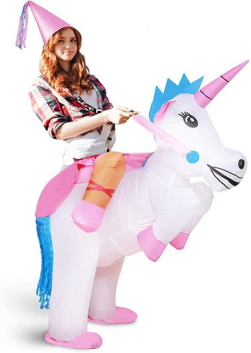 Inflatable Unicorn Costume Suit Adult Ride Novelty Fancy Dress Party Outfit Fan Novelty Cosplay Suit, One Size Fits All image number 3