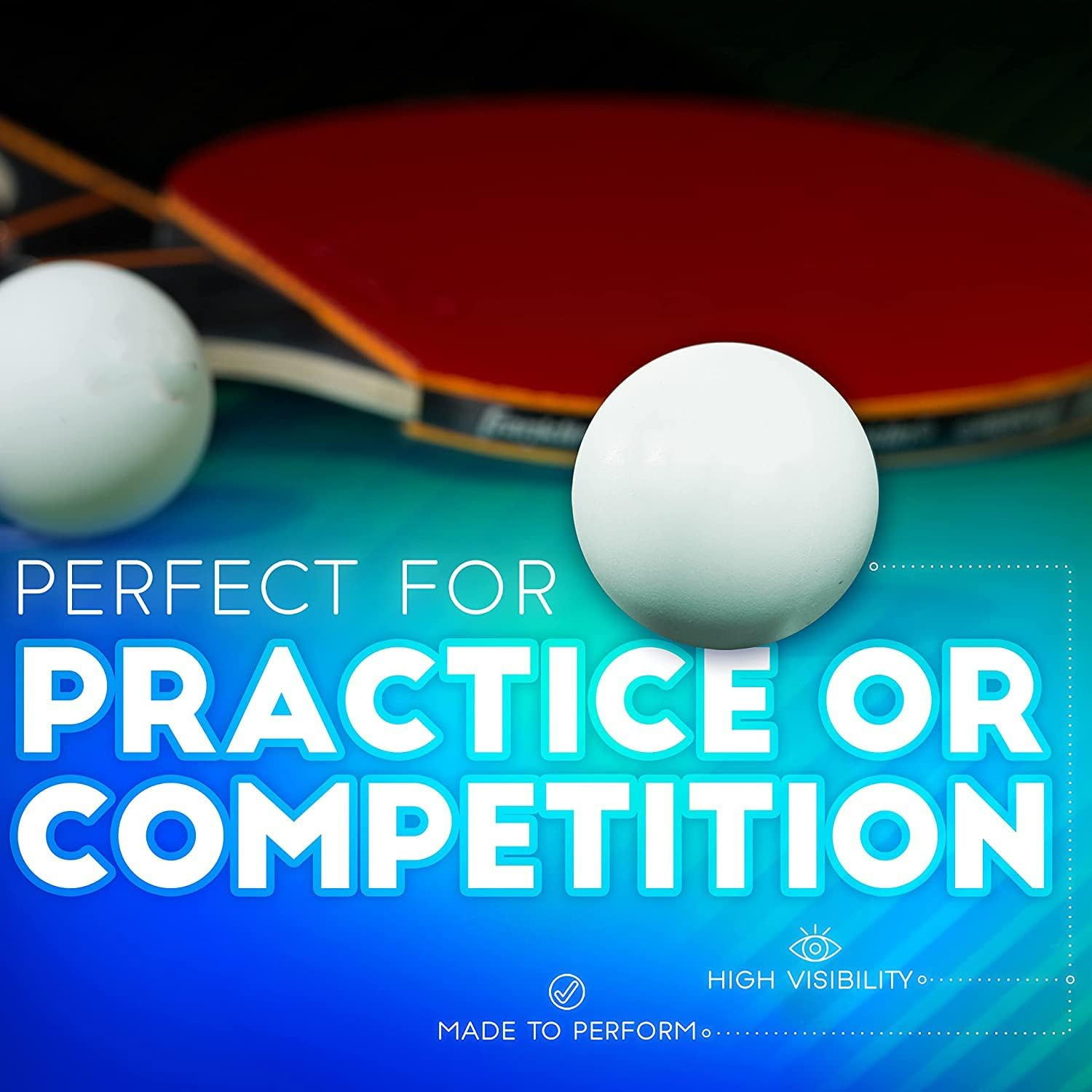 HOXHA Sports Ping Pong Balls Training 3 Star Table Tennis Balls, 60 Balls a Bottle Professional Ping Pong Balls, Durable High Performance Indoor and Outdoor Compatible Fun as a Cat Toy image number 2