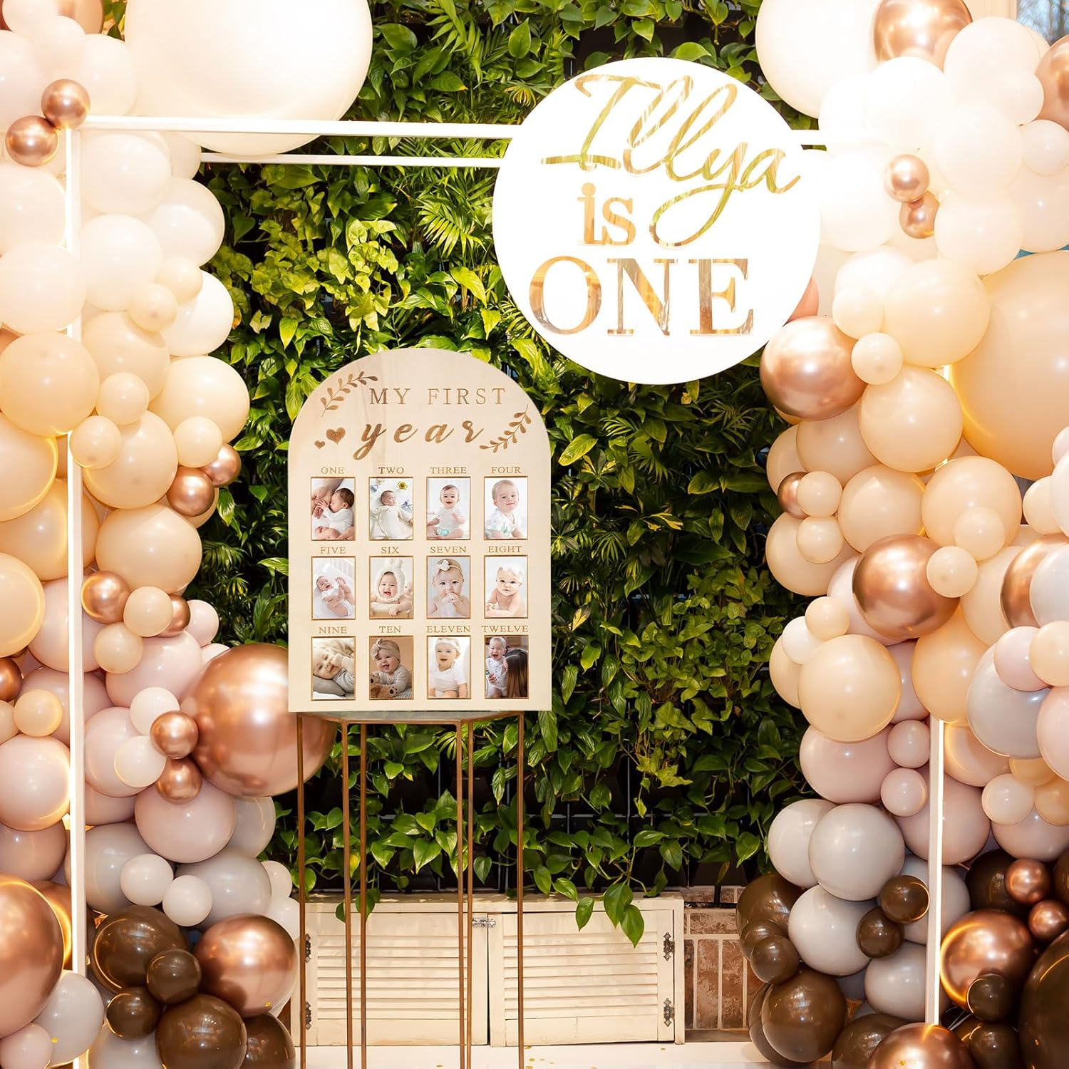 One Year Birthday Wooden Photo Board,My First Year Milestones Photo Board,12 Monthly Picture Frame Baby First Year Wood Acrylic Sign 1St Birthday Decorations Baby Keepsake Gifts(Syle) - Simplicity image number 3