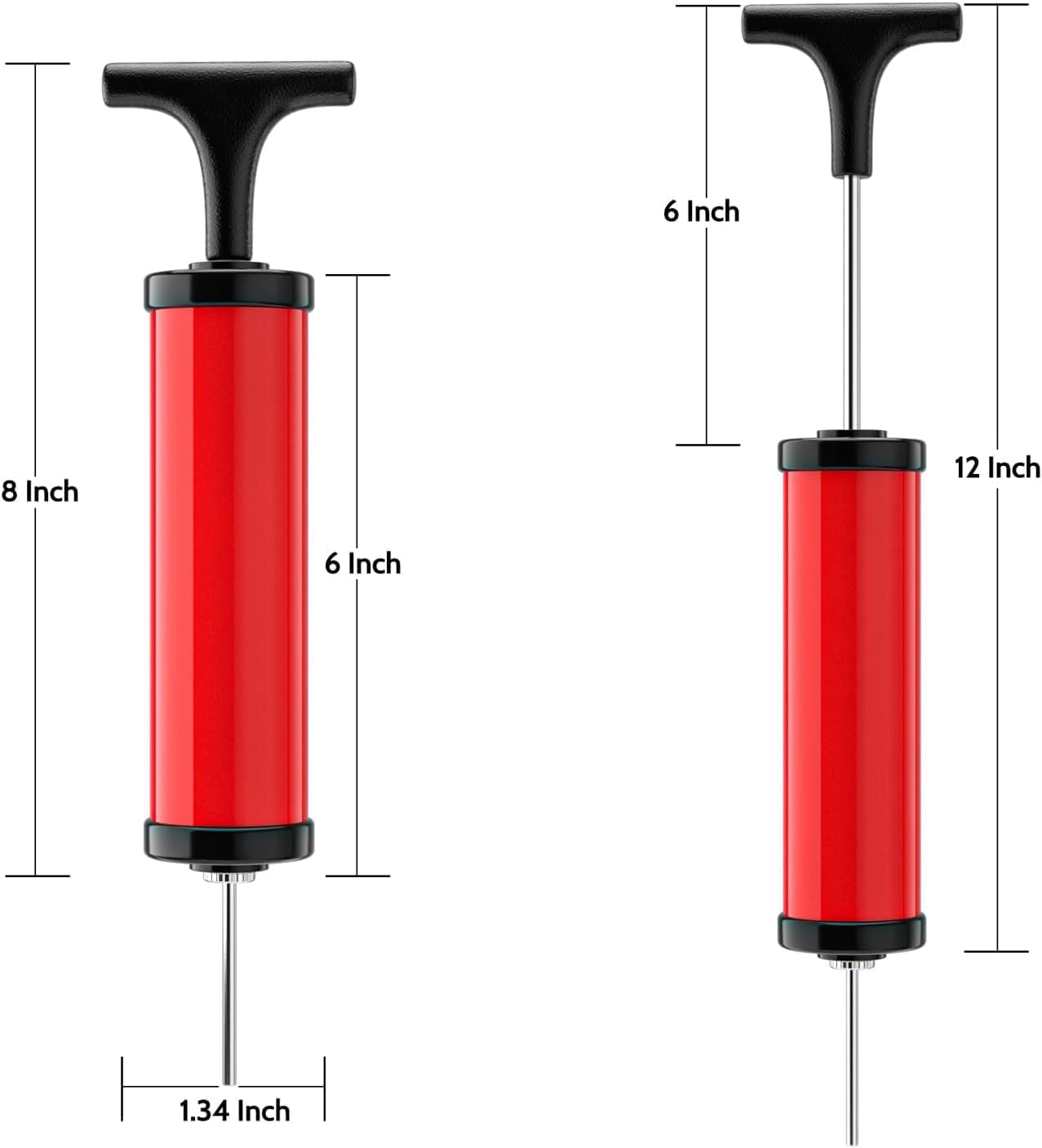 Mumoo Bear Ball Pump, Sports Ball Pump with 5 Needles, Nozzle, Extension Hose, Push & Pull Inflator System, Perfect for Volleyball, Basketball, Football, Soccer, Water Polo, Swim Inflatables-Red image number 4