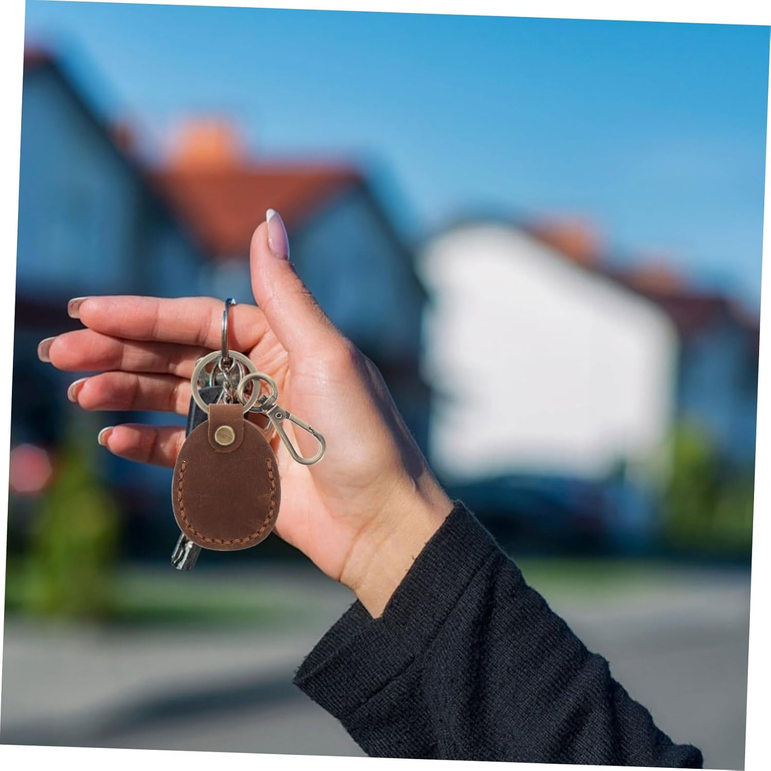 POPETPOP 3Pcs Handmade Pu Card Holder Keychain Vintage Access Card Case for Women Keychain Storage Bag image number 6