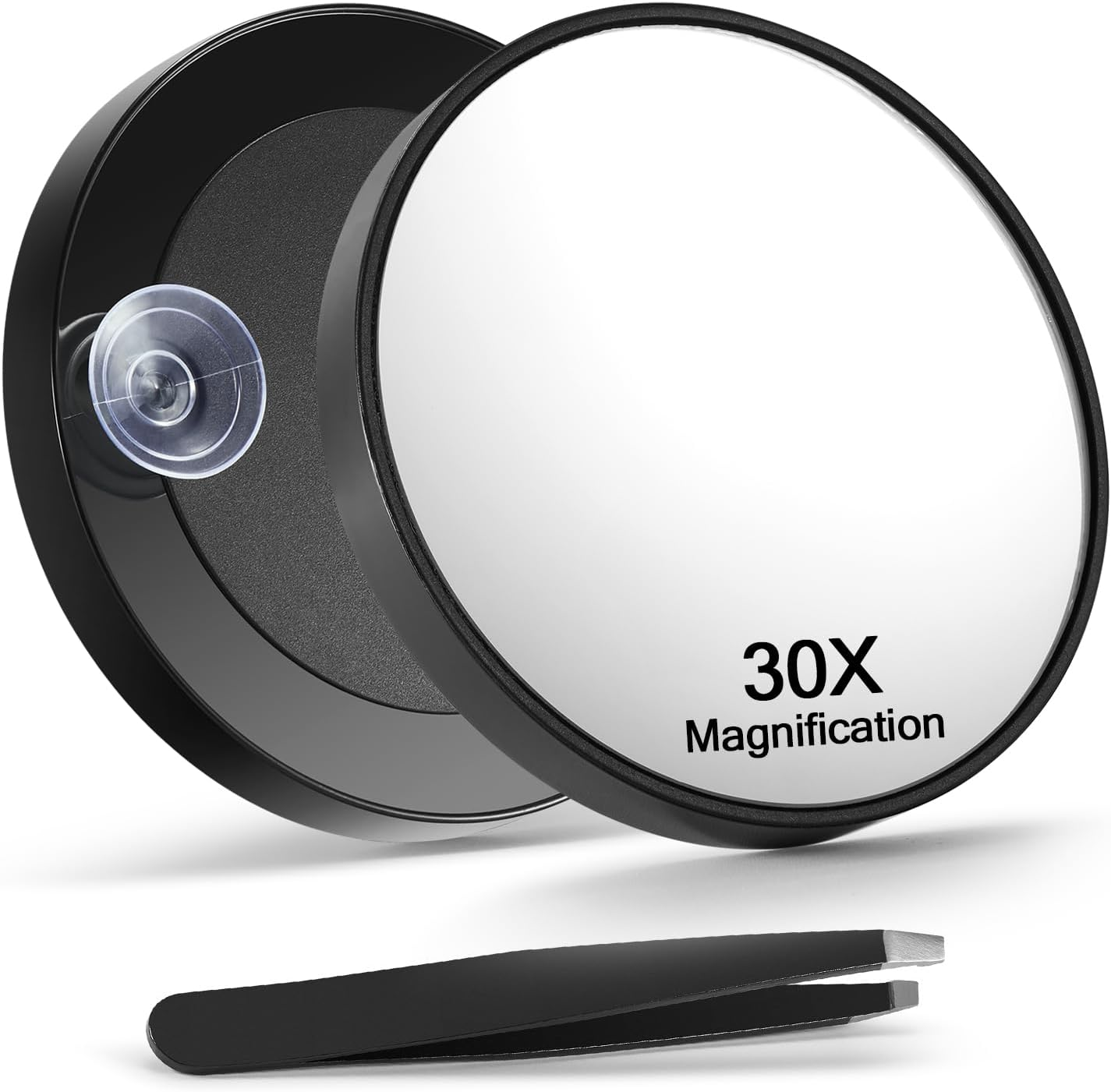 10X Magnifying Mirror with 2 Suction Cups, 3.5 Inches Magnified Makeup Mirror and Slant Tweezers,1Pcs
