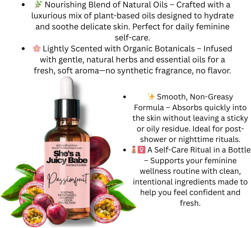 The Blush Spot - Passionfruit Yoni Oil for Women &ndash; Feminine Intimate Oil for Ph Balance, Ingrown Hairs & Moisturizing &ndash; Sweet Scented Natural for Daily Feminine Care Scented NOT Flavored