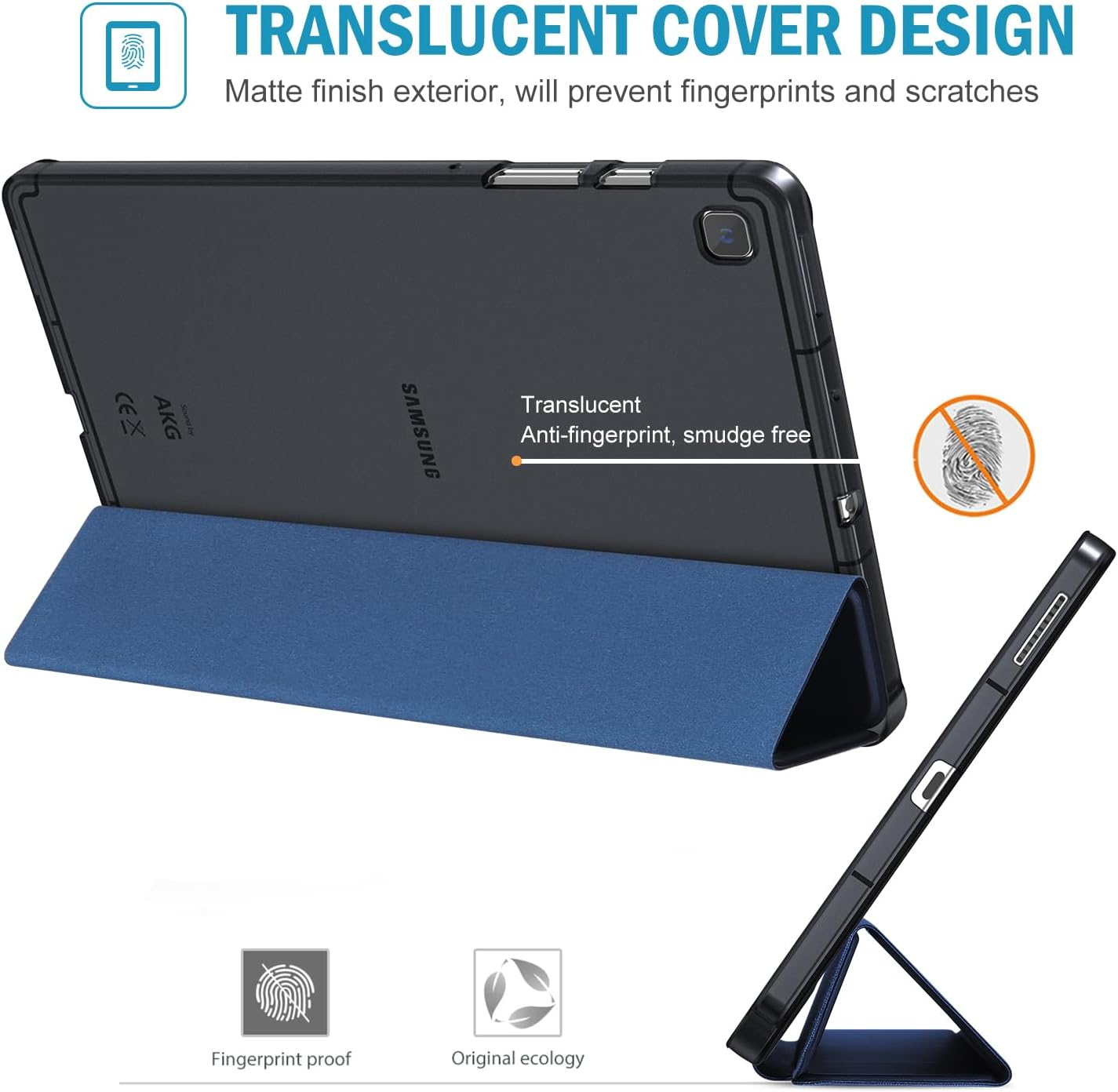 Procase Cover for Galaxy Tab S6 Lite 10.4 Case 2024 2022 2020 with S Pen Holder(Sm-P620/P625/P613/P619/P615/P610), Trifold Stand Folio Soft TPU Translucent Back Cover Support Auto Wake/Sleep -Navy image number 6