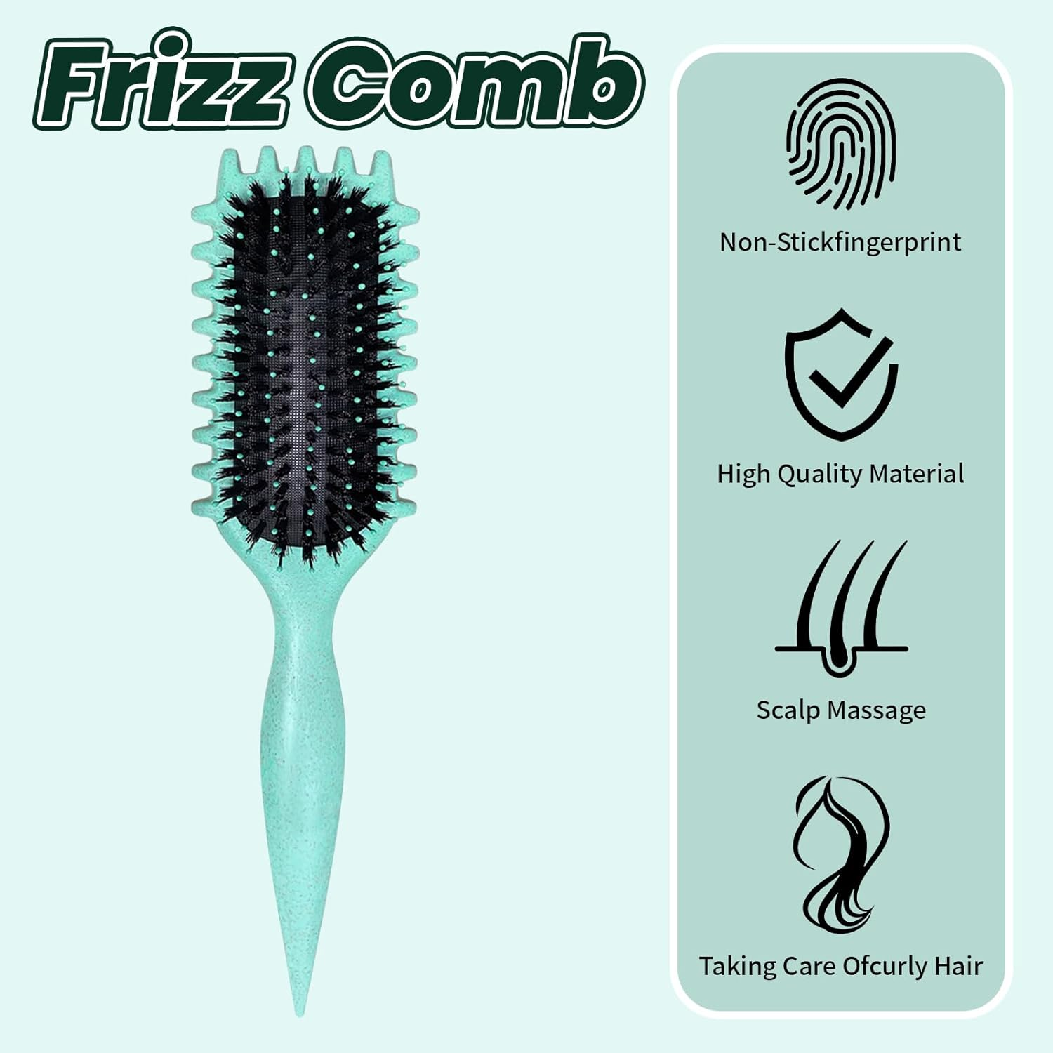 2 Pcs Curly Hair Brush, Bounce Curl Brush, Define Curl Brush, Boar Bristle Hair Brush Styling Brush, Used to Shape and Define Curly Hair (Green） image number 2