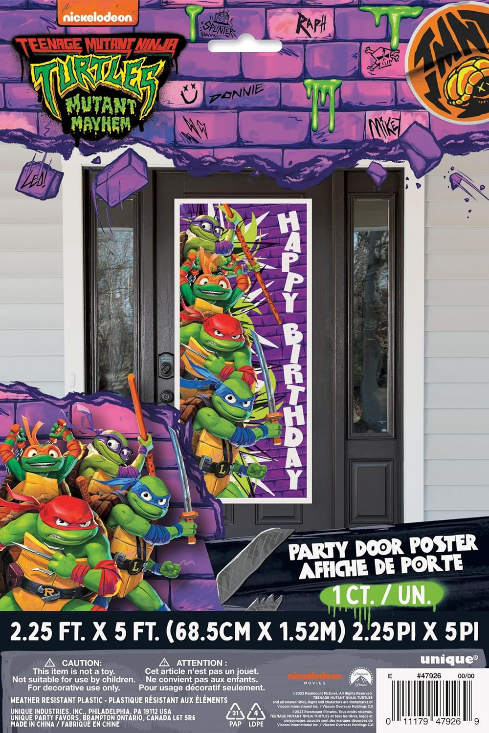Teenage Mutant Ninja Turtles Birthday Door Poster - 27" X 60", 1 Count | Eye-Catching Party Decoration for Kid'S Parties image number 3