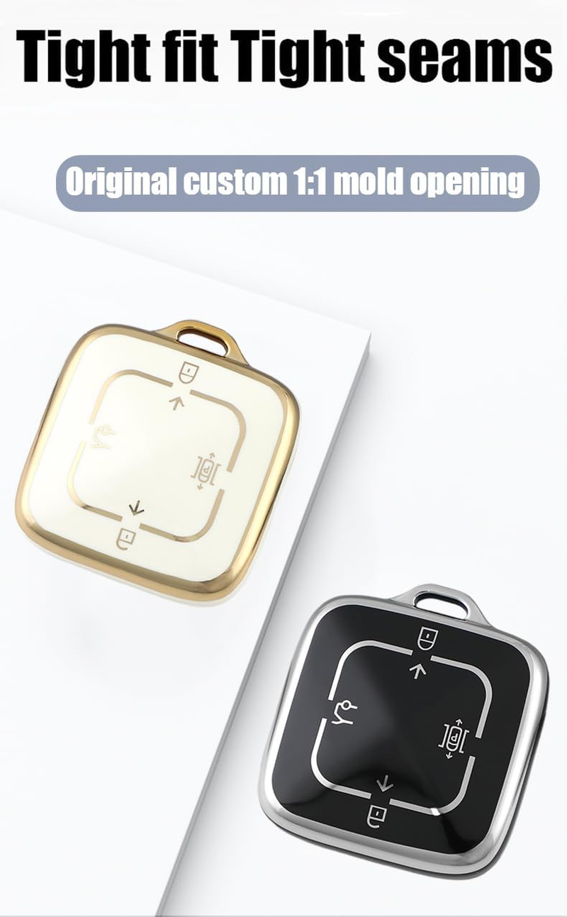 Ontto TPU Car Key Fob Cover Fit for Zeekr X 001 007 009 7X Key Holder Smart Case Shell Keyring Keychain Protector Car Styling Accessories Silver White 1 - 1-Silver Black image number 3