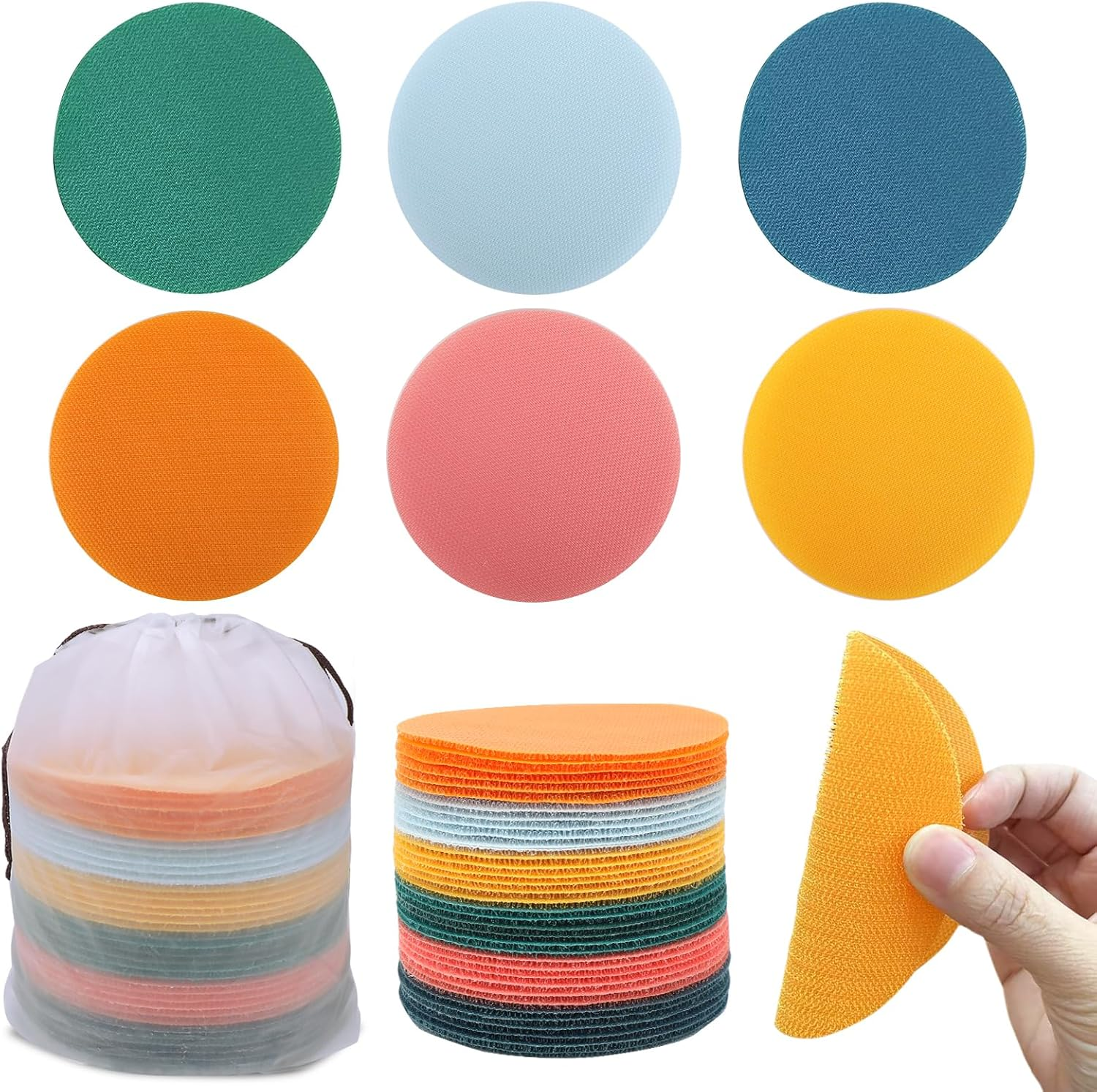 Taefuhnn 36Pcs Carpet Sit Spots Dots Markers with Storage Bag for Classroom Circle Sitting, Multicolor Floor Dots Sit Sickers for Teacher Supplies Elementary School Kindergarten Decoration image number 4