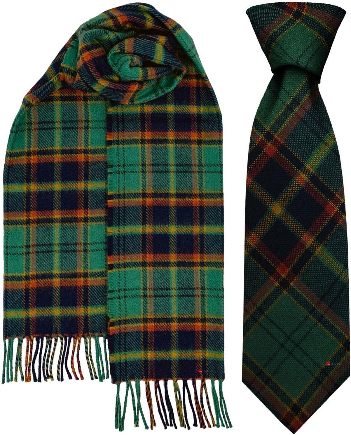 Mens Scarf & Tie Gift Set Irish County Antrim Tartan Plaid 100% Wool image number 3