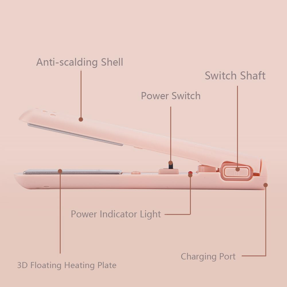 Dualglam Mini Dual-Purpose Curling Iron, Beautyskinusa Curling Iron, 2-In-1 Portable USB Curling Wand, for All Hair Types (Pink) image number 3