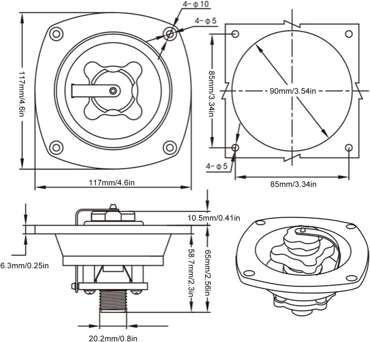 RV City Water Inlet, Wall Mounted Filler Pressure Regulator RV Water Connection Inlet with Dust Plug, RV Water Inlet for Marine Motorhome Trailer (Black) image number 2